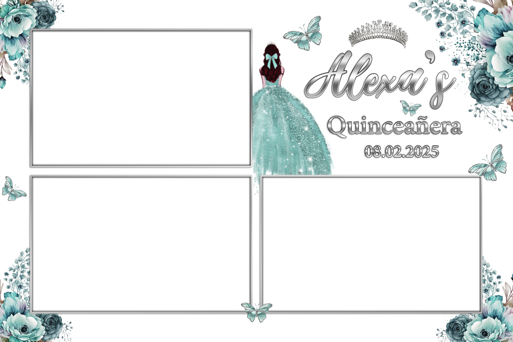 Birthday photobooth template 4x6 black white and gold balloons birthday mirror photo booth template