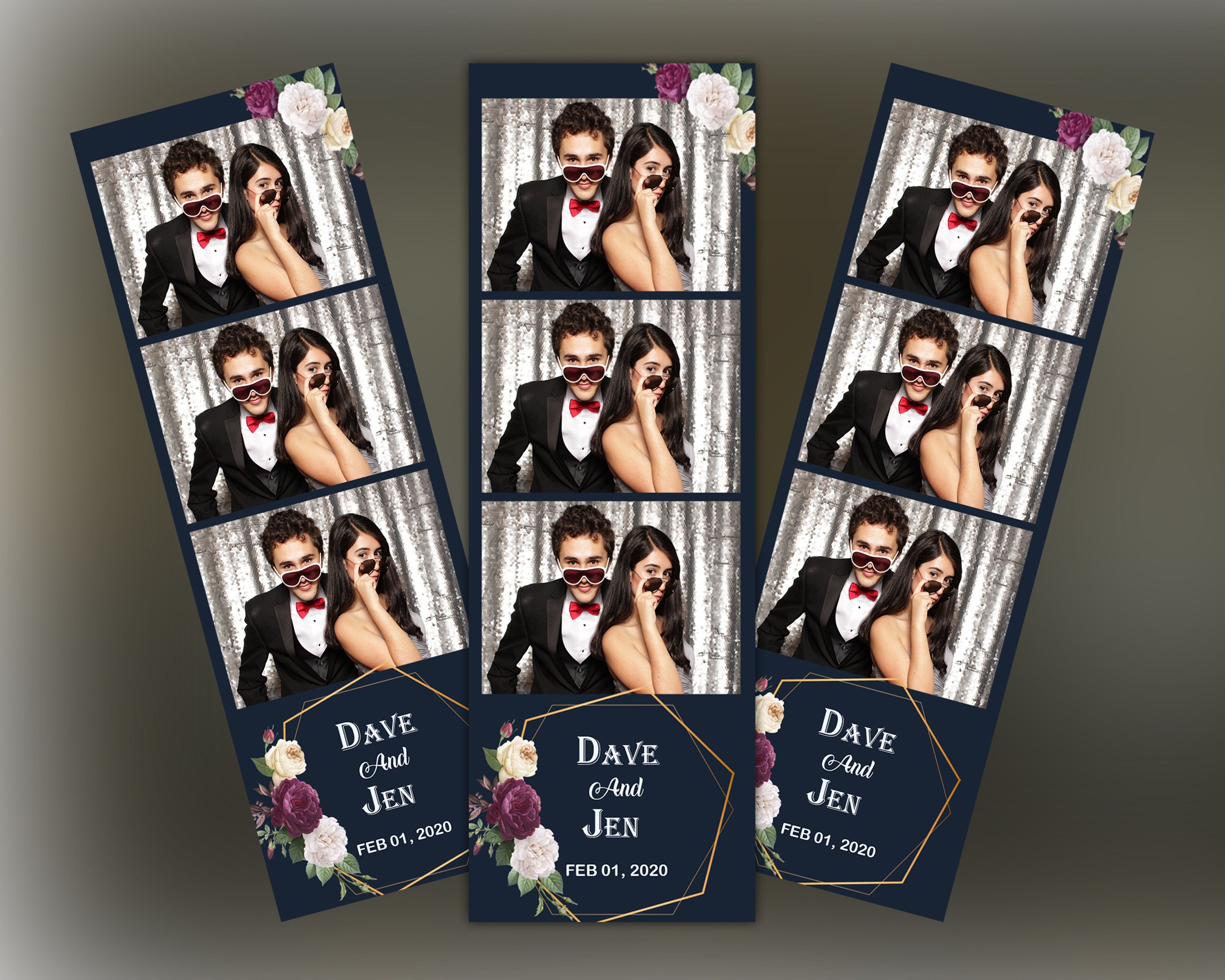 Wedding Photo booth Template Bridal Shower Sweet 16 Sixteen black red rose Floral Anniversary Photobooth Template  2x6