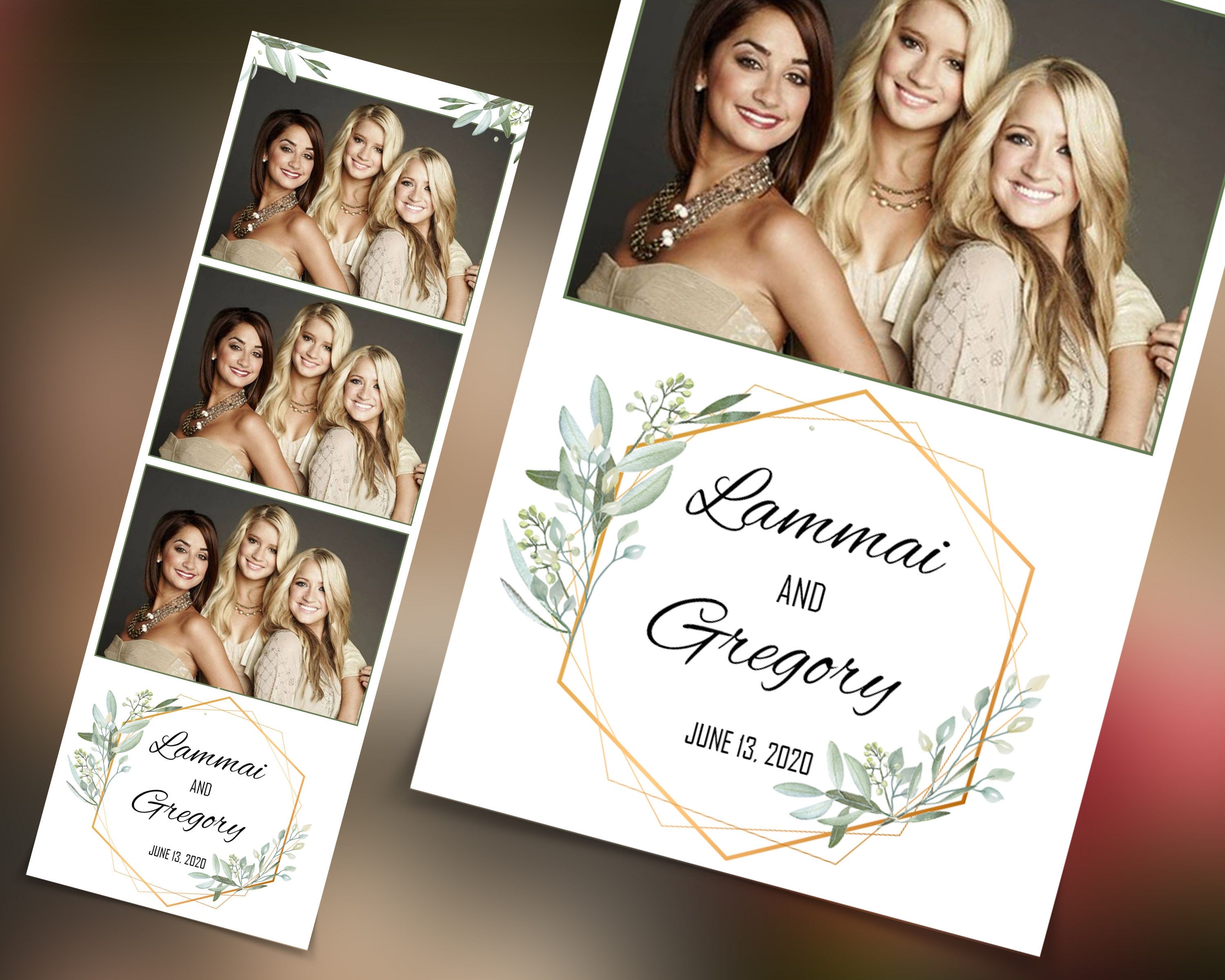 Photo Booth Template for Wedding  Bridal Shower Sweet 16 Floral Anniversary  2x6 Photobooth Template with XBDR Booth File and Font