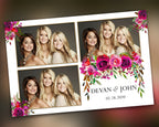 Floral Bridal Wedding Quinceanera Sweet Sixteen 16 Photobooth Template photo booth 4x6 protrait Black Rose Red Pink