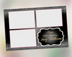 Birthday party black white glitter photobooth Template bridal wedding anniversary 4x6 photo booth template png psd xbdr NYC
