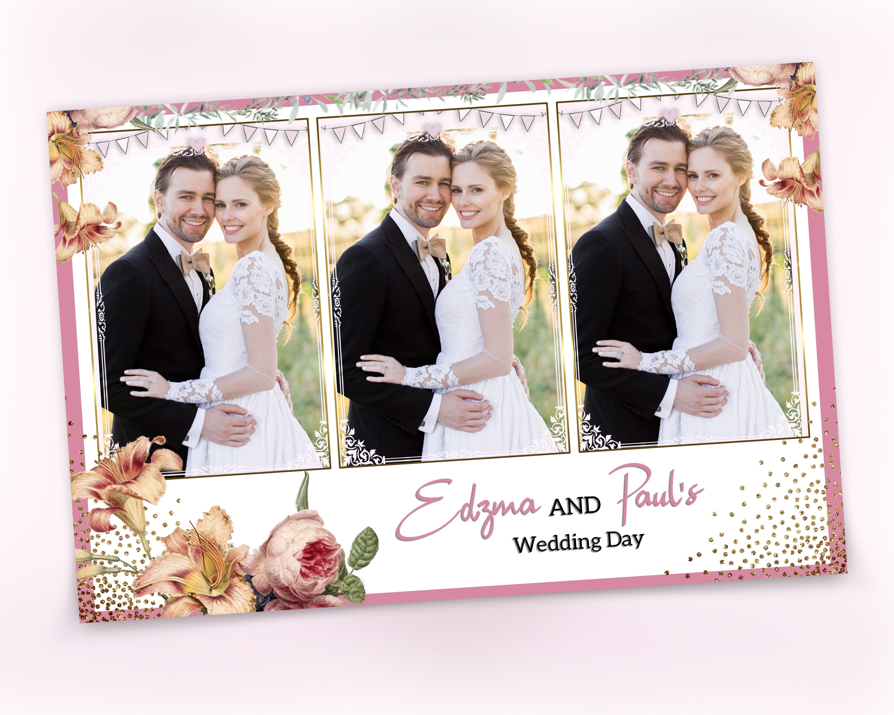 Photobooth Template Wedding, Floral Photobooth Template, 4x6 Wedding Photo booth Template, Sweet Sixteen, Sweet 16, Bridal Shower, 4x6