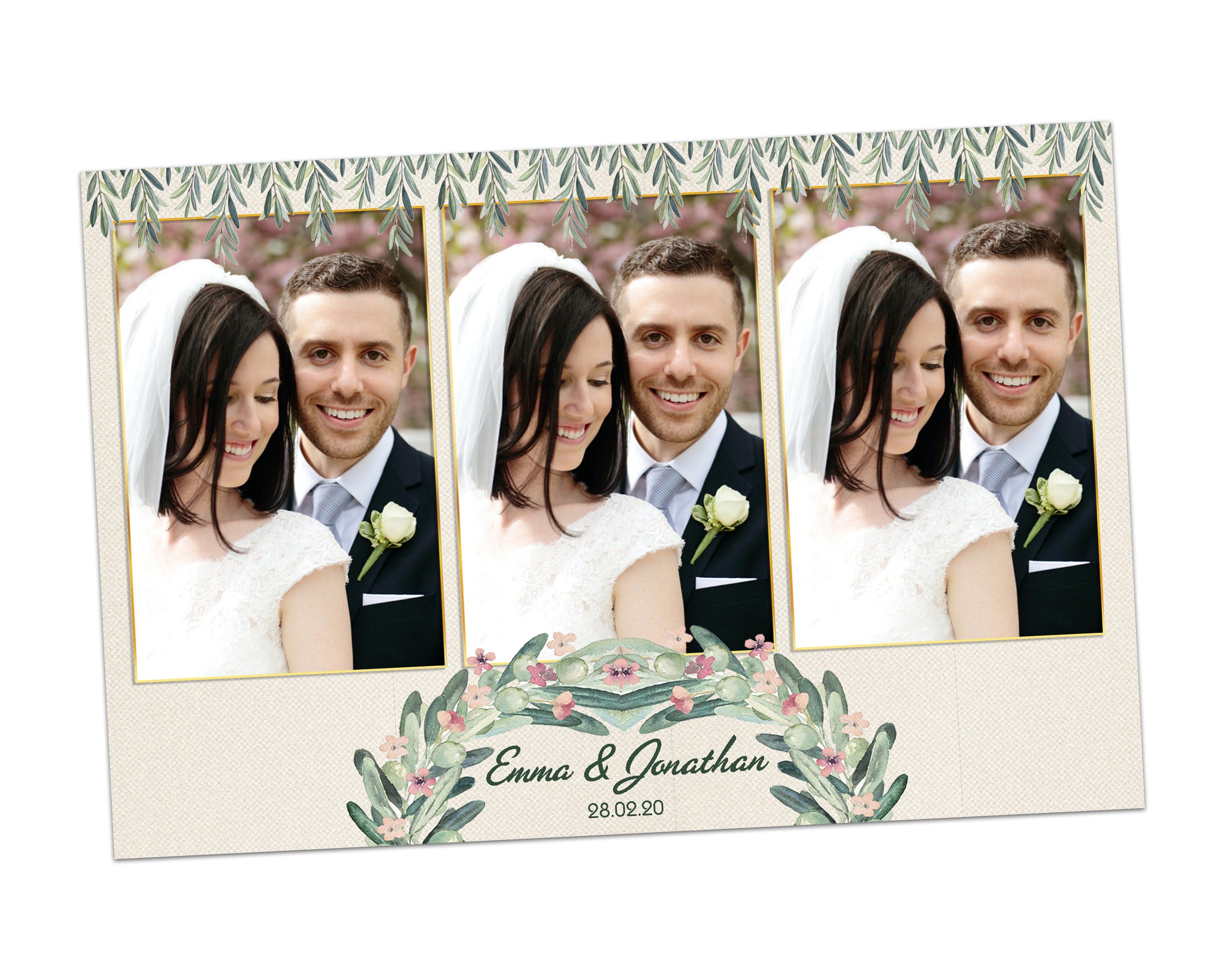 Olive Photobooth Template Wedding Bridal Shower Greenery Photo booth Template, 4x6 Mirror Booth