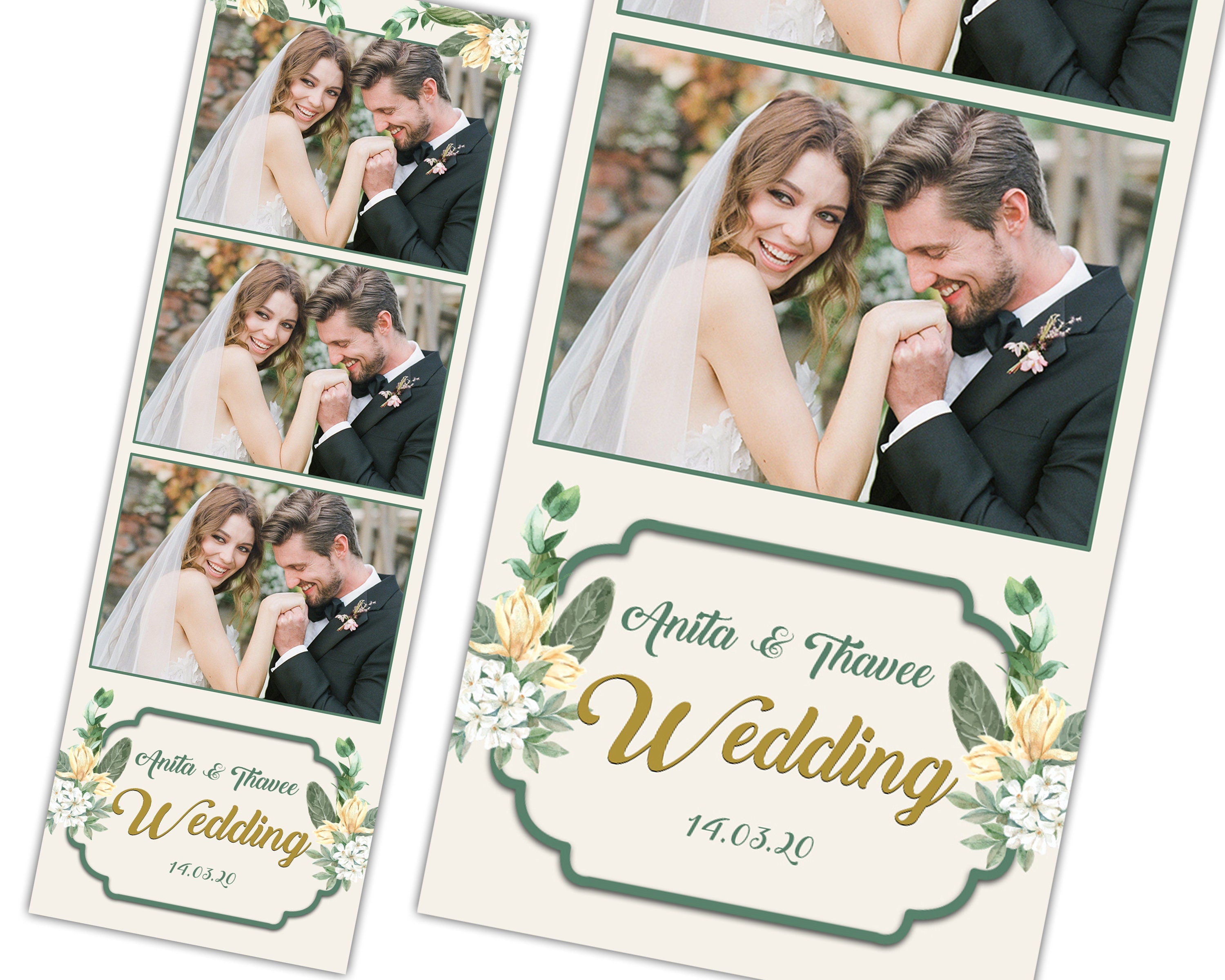 Wedding Photobooth Template, Floral Photobooth Template, 4x6 Wedding Photo booth Template, Sweet Sixteen, Sweet 16, Bridal Shower, 2x6