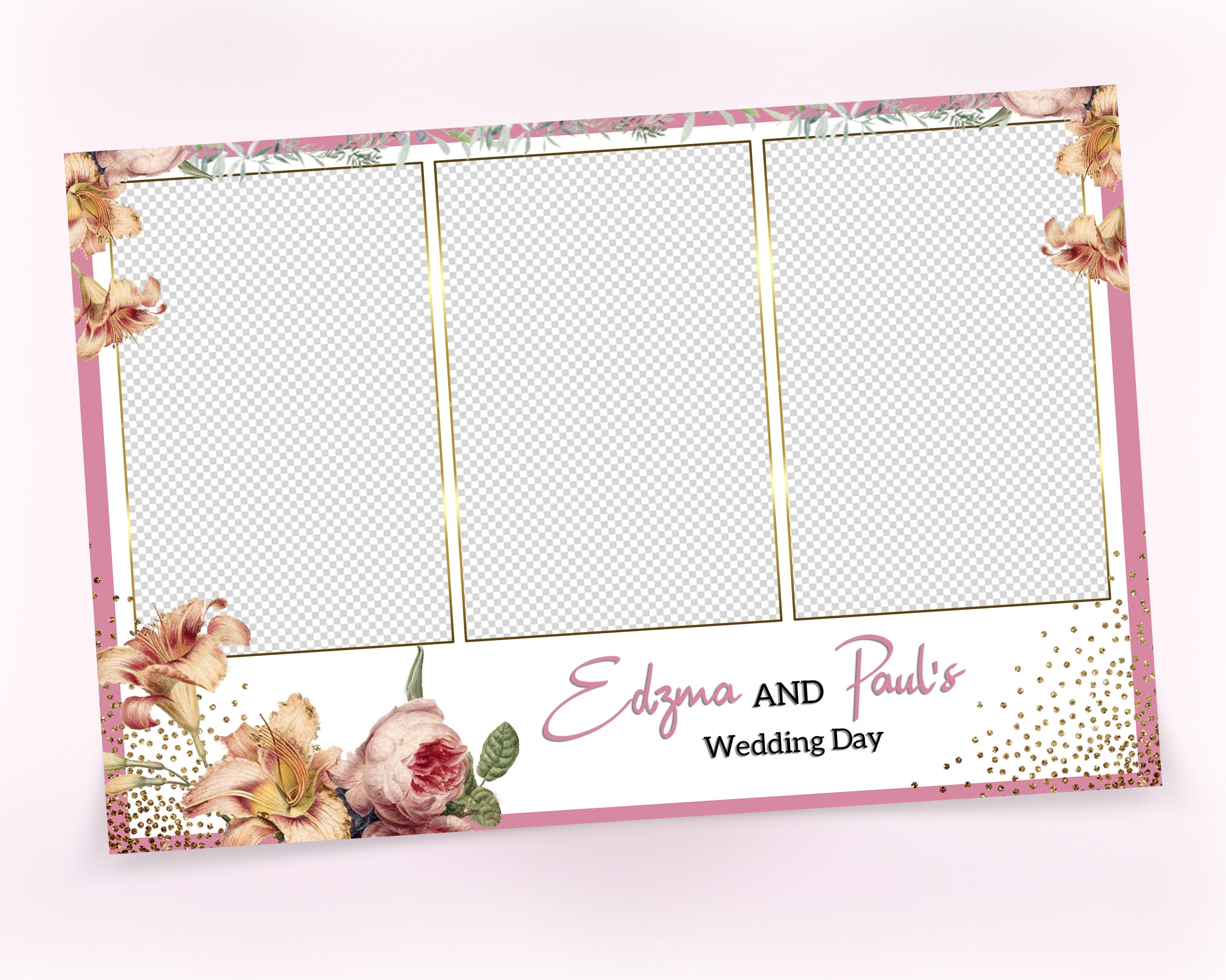 Photobooth Template Wedding, Floral Photobooth Template, 4x6 Wedding Photo booth Template, Sweet Sixteen, Sweet 16, Bridal Shower, 4x6