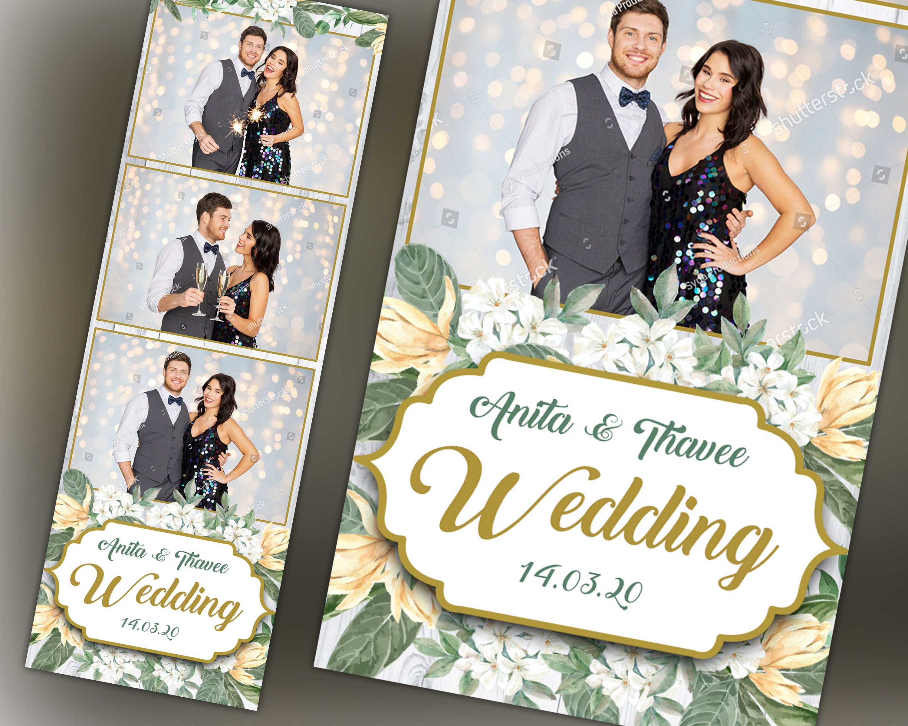 Photobooth Template for Wedding, Bridal Shower, Sweet 16, Birthday, Floral Photo booth Template, Photo booth Template, Sweet Sixteen, 2x6