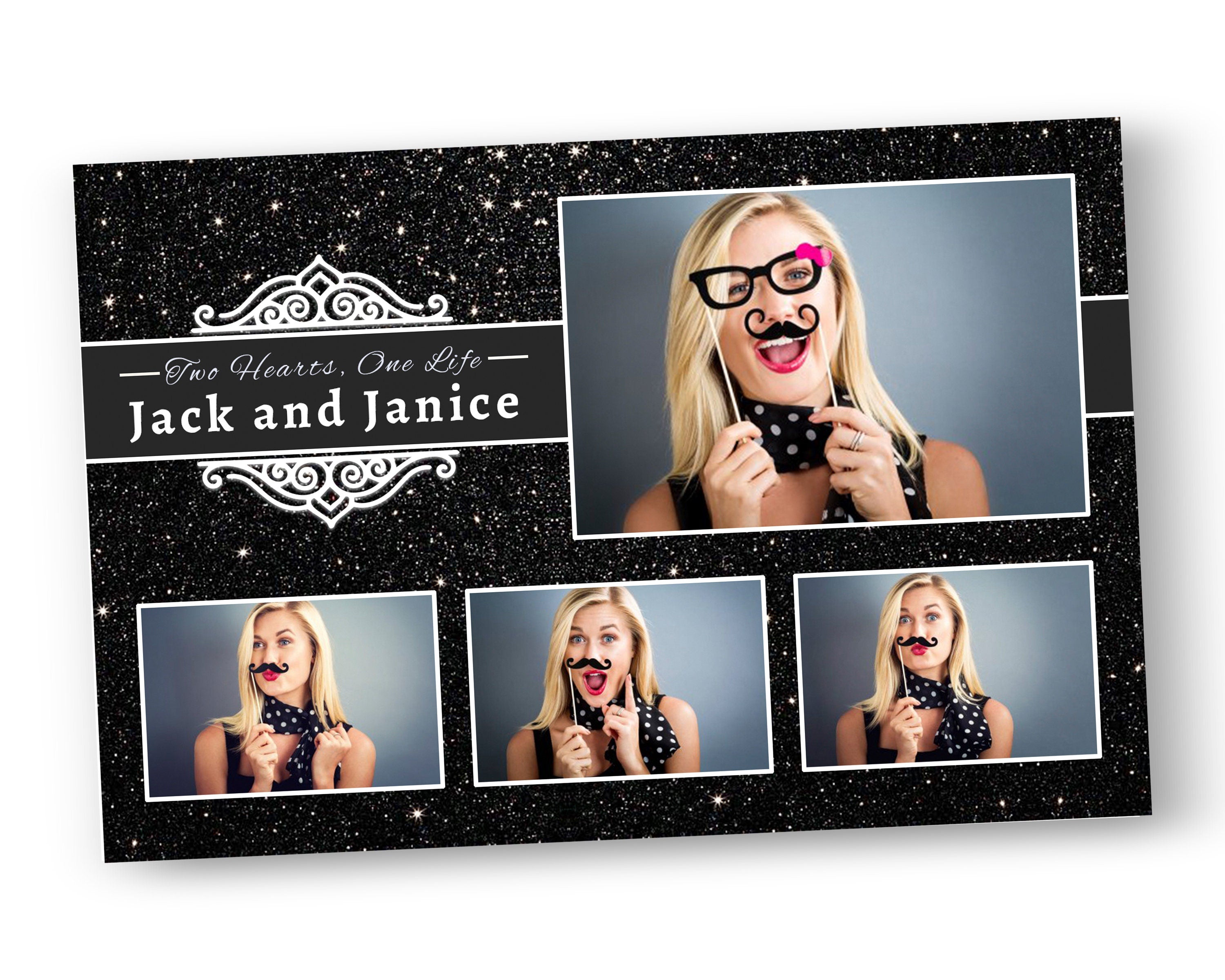 Photobooth Template Black Glitter Wedding Photo Booth Template Black Photo booth Template Wedding Photobooth Anniversary 4x6 Glitter