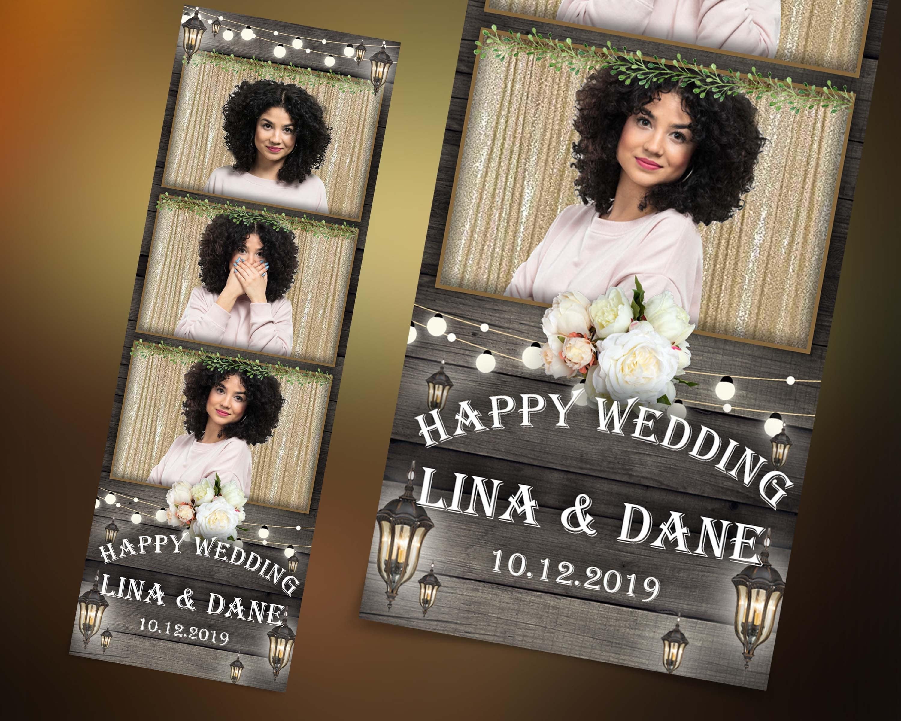 Wedding Photo Booth Template, Sweet Sixteen Photo Booth Template, 2x6 Photo Booth Template, Wooden, Floral, Bridal, 2x6, anniversary