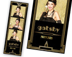 The Great Gatsby Photobooth Template Art Deco Black Gold Foil Wedding Geometric 1920s Photo Booth 2x6, Gatsby