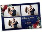 Wedding Photo Booth Template, Burgundy and Gold Floral Leaves Photobooth Template, 4x6 Wedding Photo booth Template