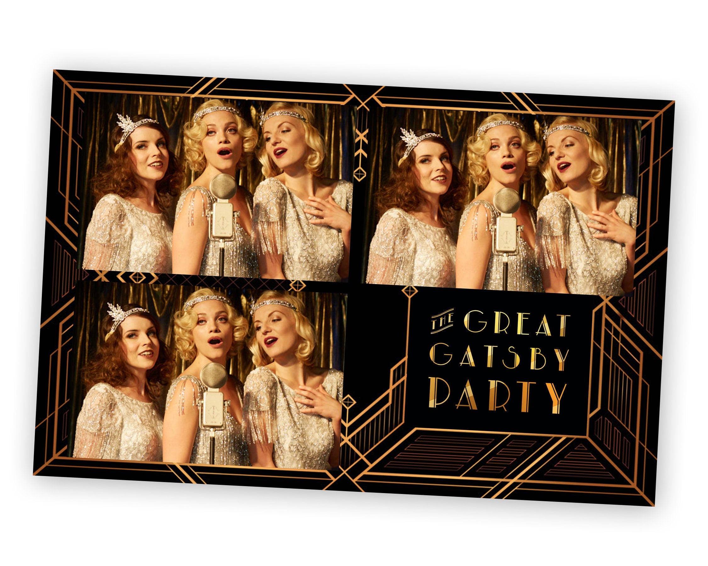 Great Gatsby Photobooth Template Art Deco Photobooth 2x6 Black Gold Foil 1920s Geometric Gatsby Wedding 20s Groomsman
