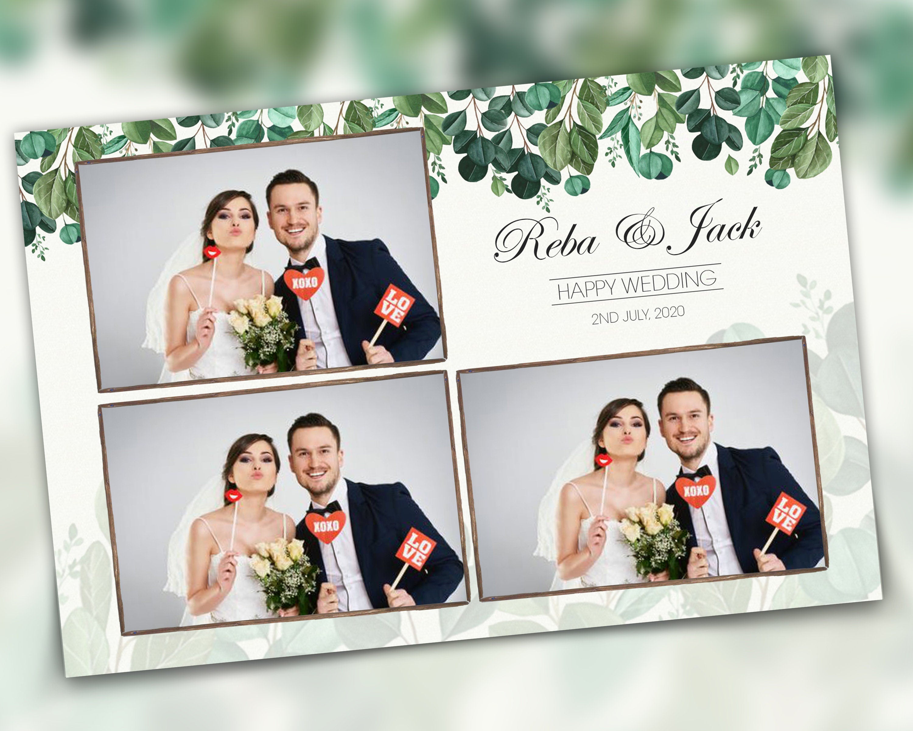 Photobooth Template for Wedding  Bridal Shower Birthday Sweet 16 photo booth template 4x6 Photo Strips