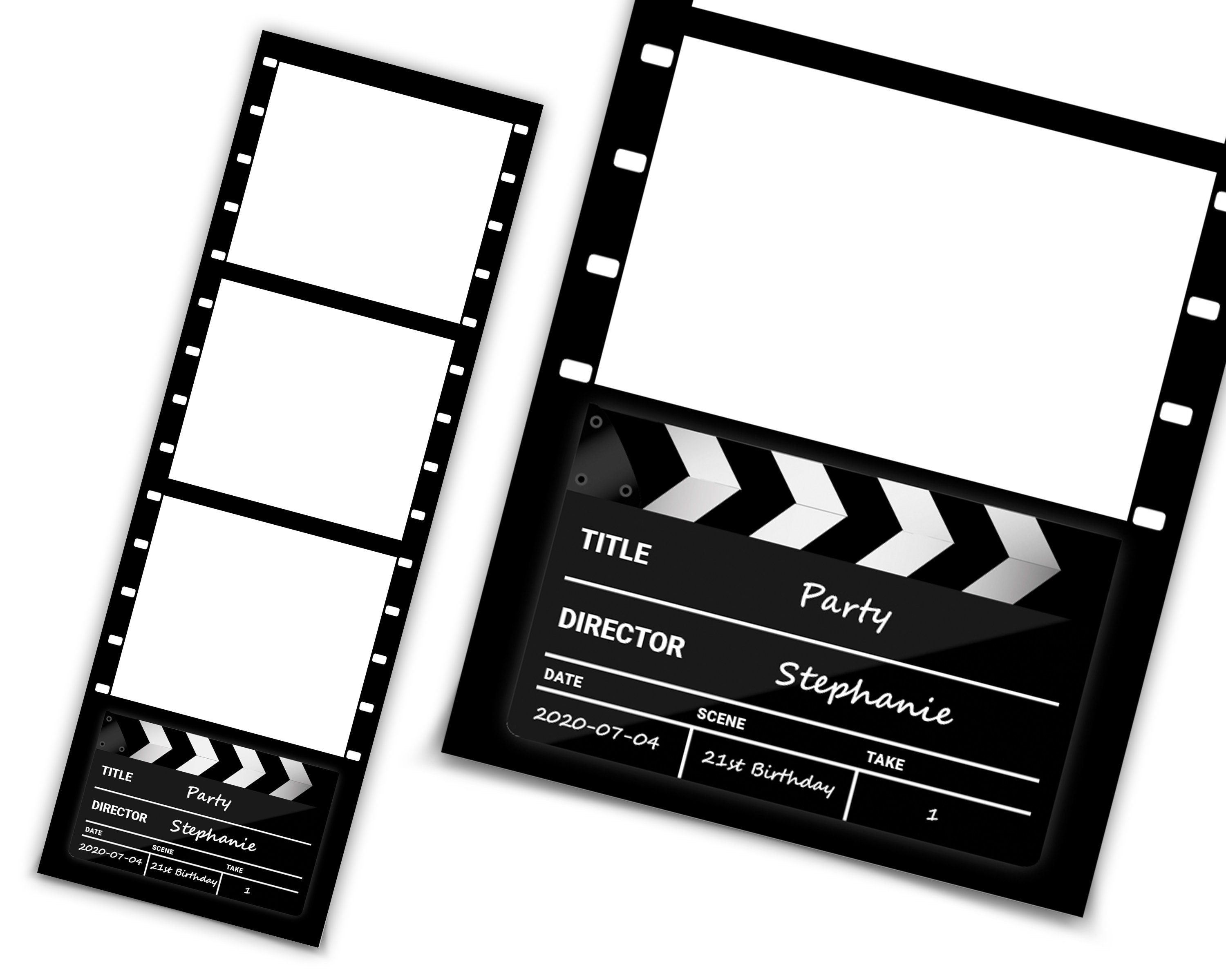 Hollywood Glamour Clap Boards Photobooth Template, Birthday Party Photo Booth, Bday Cinema Movie Film, 2x6 Glam Birthday Photobooth, 167