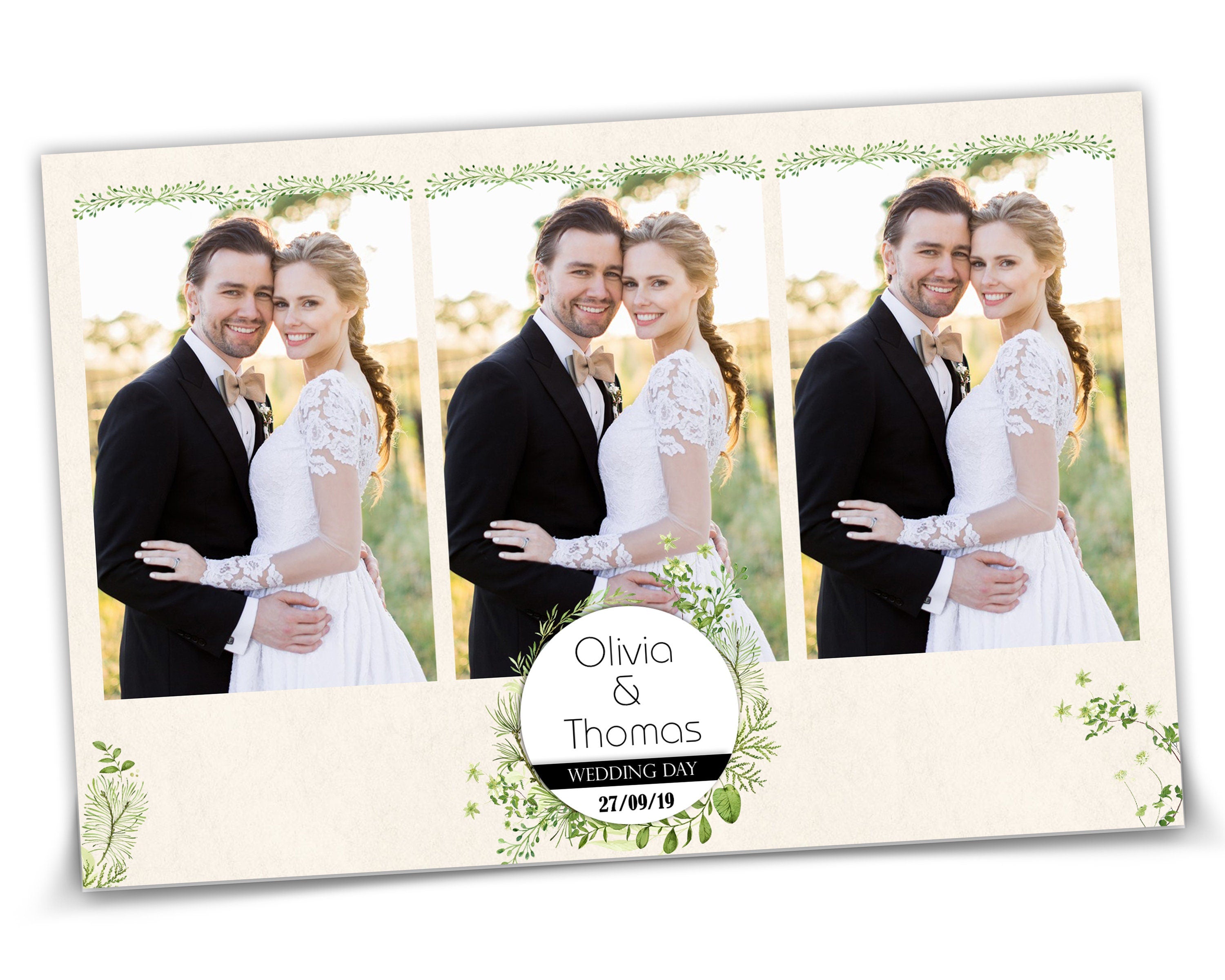 Wedding Bridal Shower Sweet 16 Floral Anniversary Photo Booth Template 2x6 Photobooth Template with xbdr psd png jpg and mockup