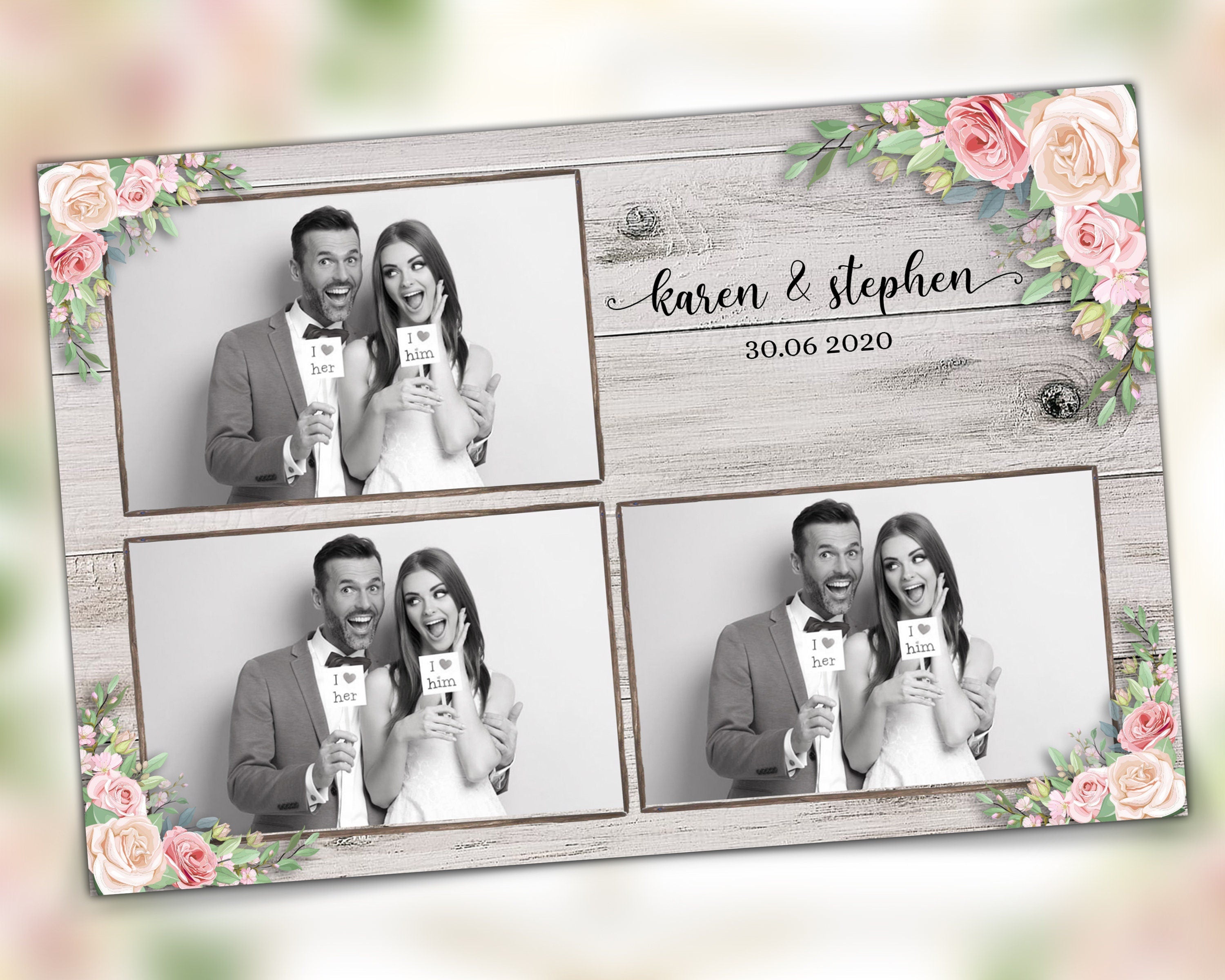 Photobooth Template Wedding Bridal Shower Sweet 16 Floral Anniversary Photo Booth Template