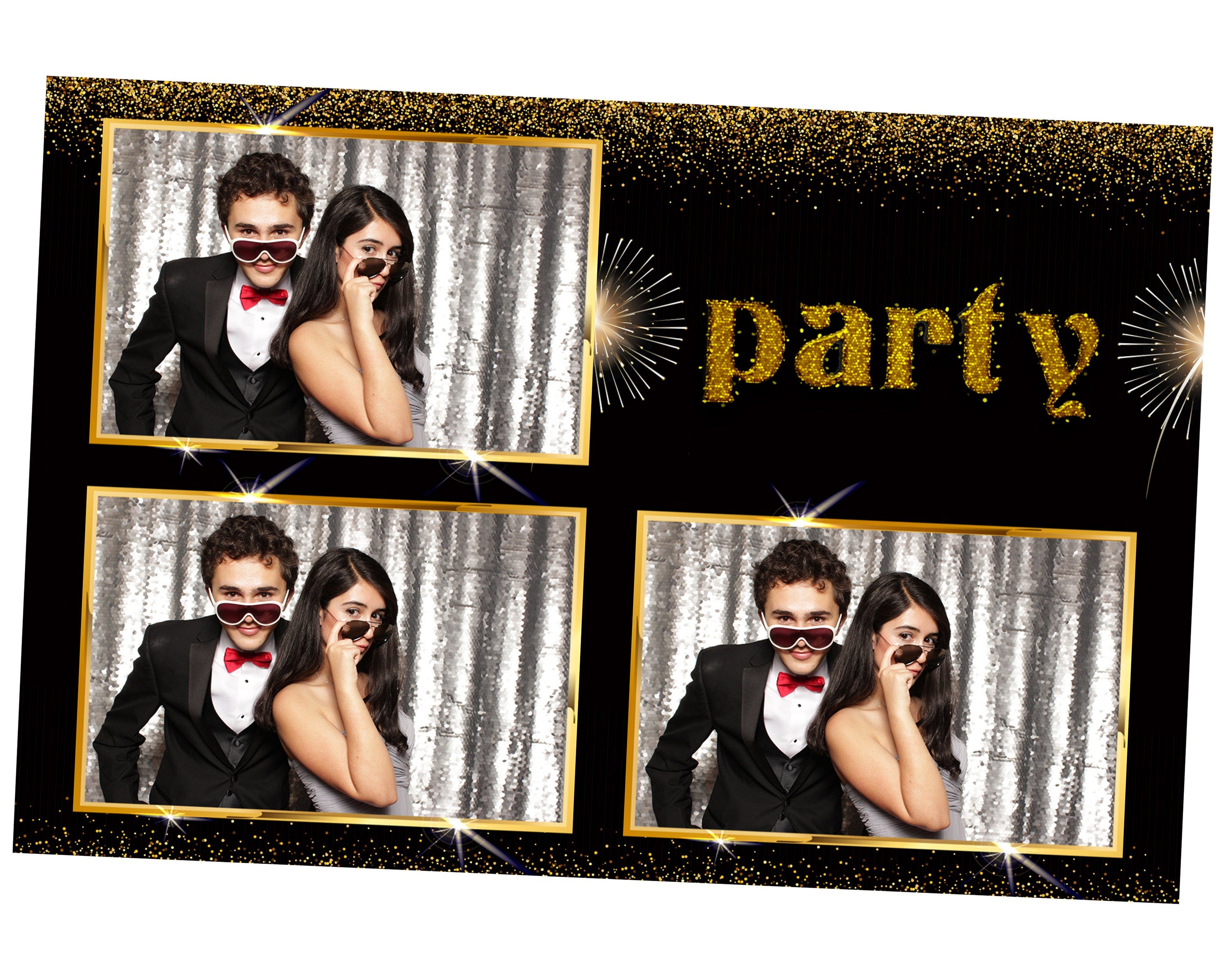 Golden Text Editable Party Holiday Night Festival Celebration Photo Booth Template Photobooth New Year
