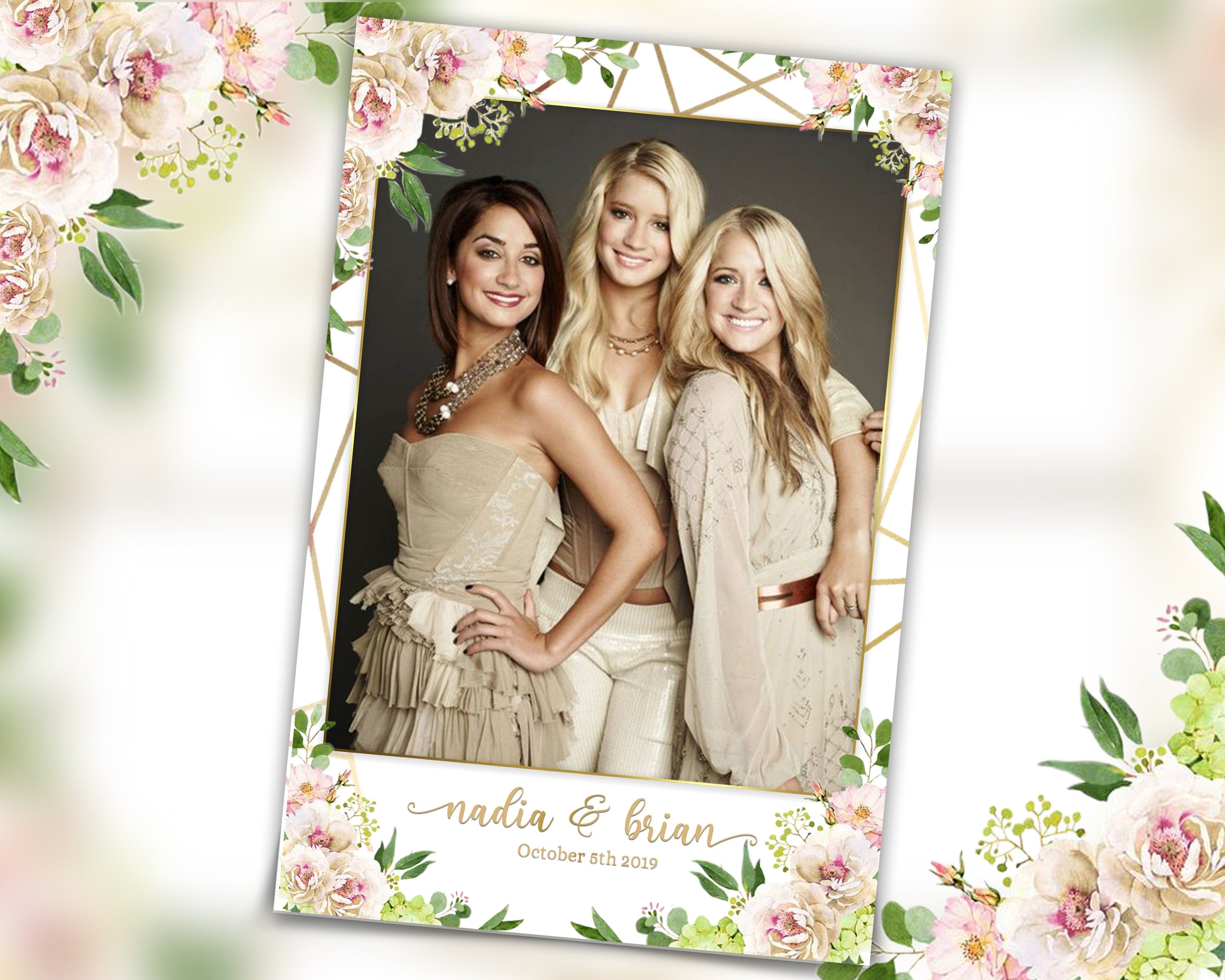 Wedding Photobooth Template 4x6 Portrait Rose pink Photo booth Template, Sweet Sixteen 16, Bridal Shower