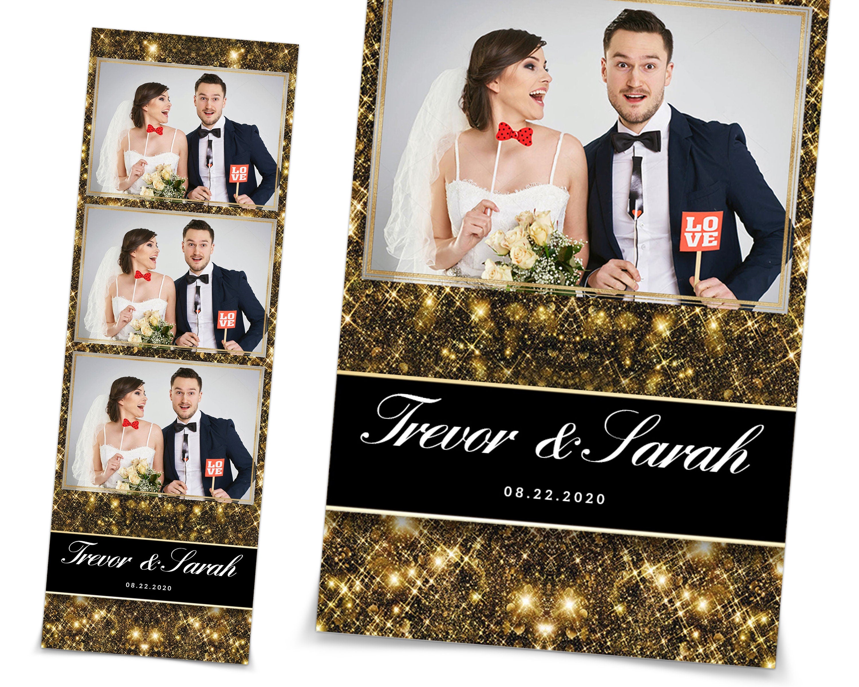 Wedding Photo booth Template Gold Glitter Photobooth Template for Birthday Gold Bridal Wedding Anniversary 4x6 Photo Booth Template