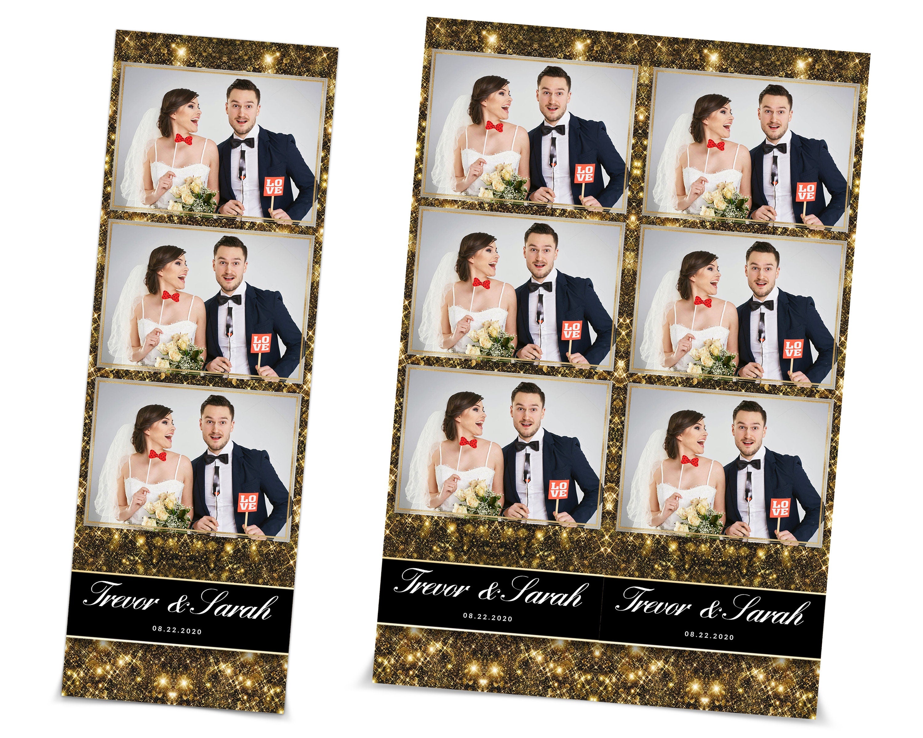 Wedding Photo booth Template Gold Glitter Photobooth Template for Birthday Gold Bridal Wedding Anniversary 4x6 Photo Booth Template