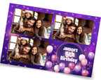 Birthday Party purple, gold, colorfull, balloon,confetti, rose gold, 4x6 photobooth template photo booth png, psd, xbdr