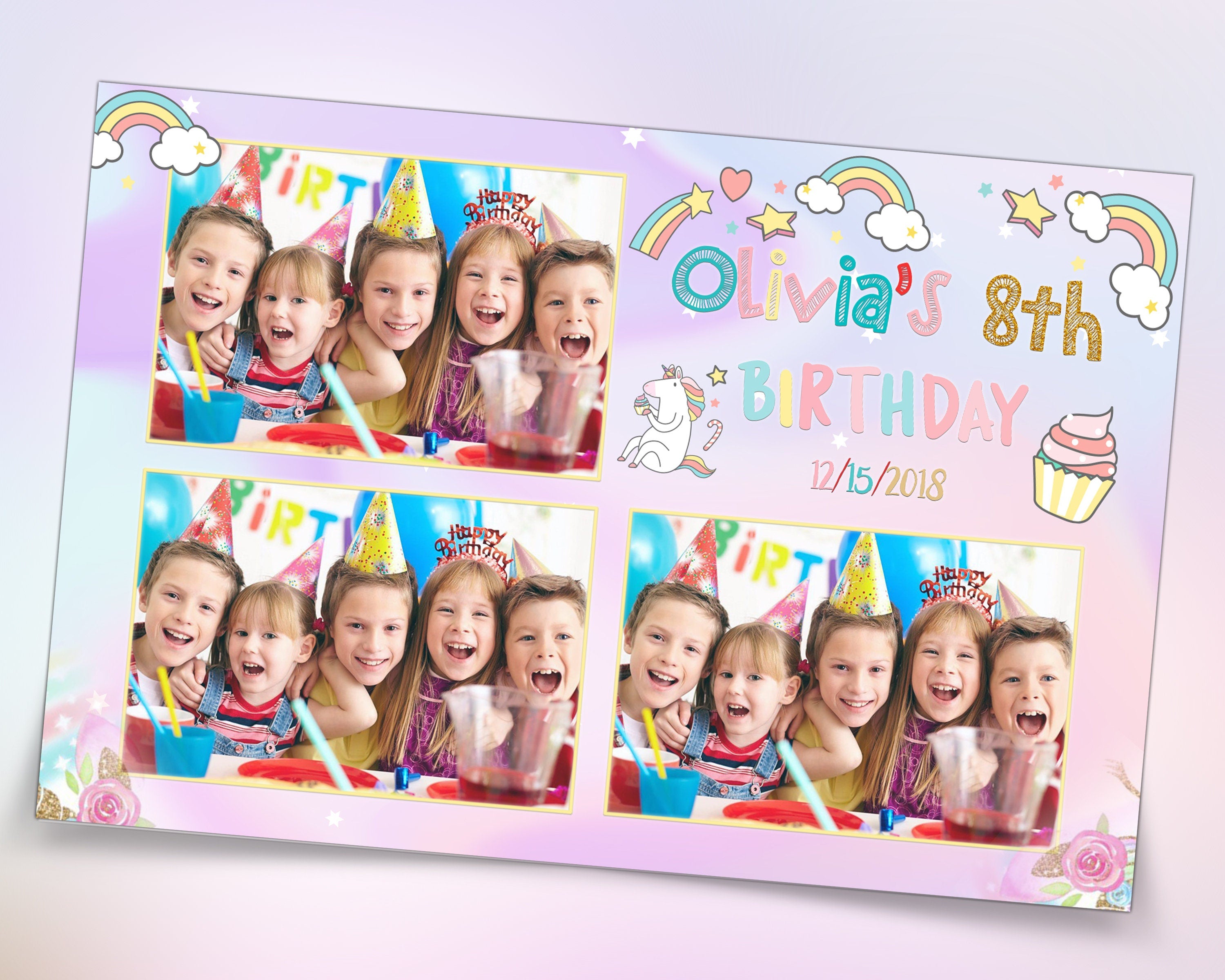 Photobooth Template Baby Birthday Baby Shower Photobooth Template 1st, 2nd, 3rd, 4th... (full editable) Birthday Photo Booth Template 4x6