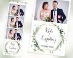 Wedding Bridal Shower Sweet 16 Floral Anniversary Photo Booth Template 2x6 Photobooth Template with XBDR Booth File and Font