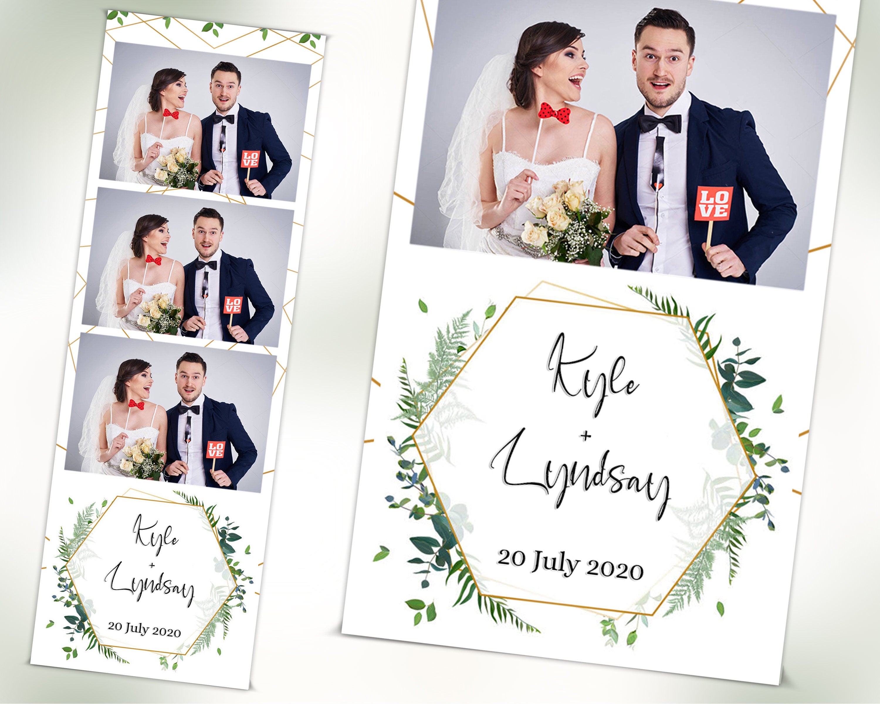 Wedding Bridal Shower Sweet 16 Floral Anniversary Photo Booth Template 2x6 Photobooth Template with XBDR Booth File and Font