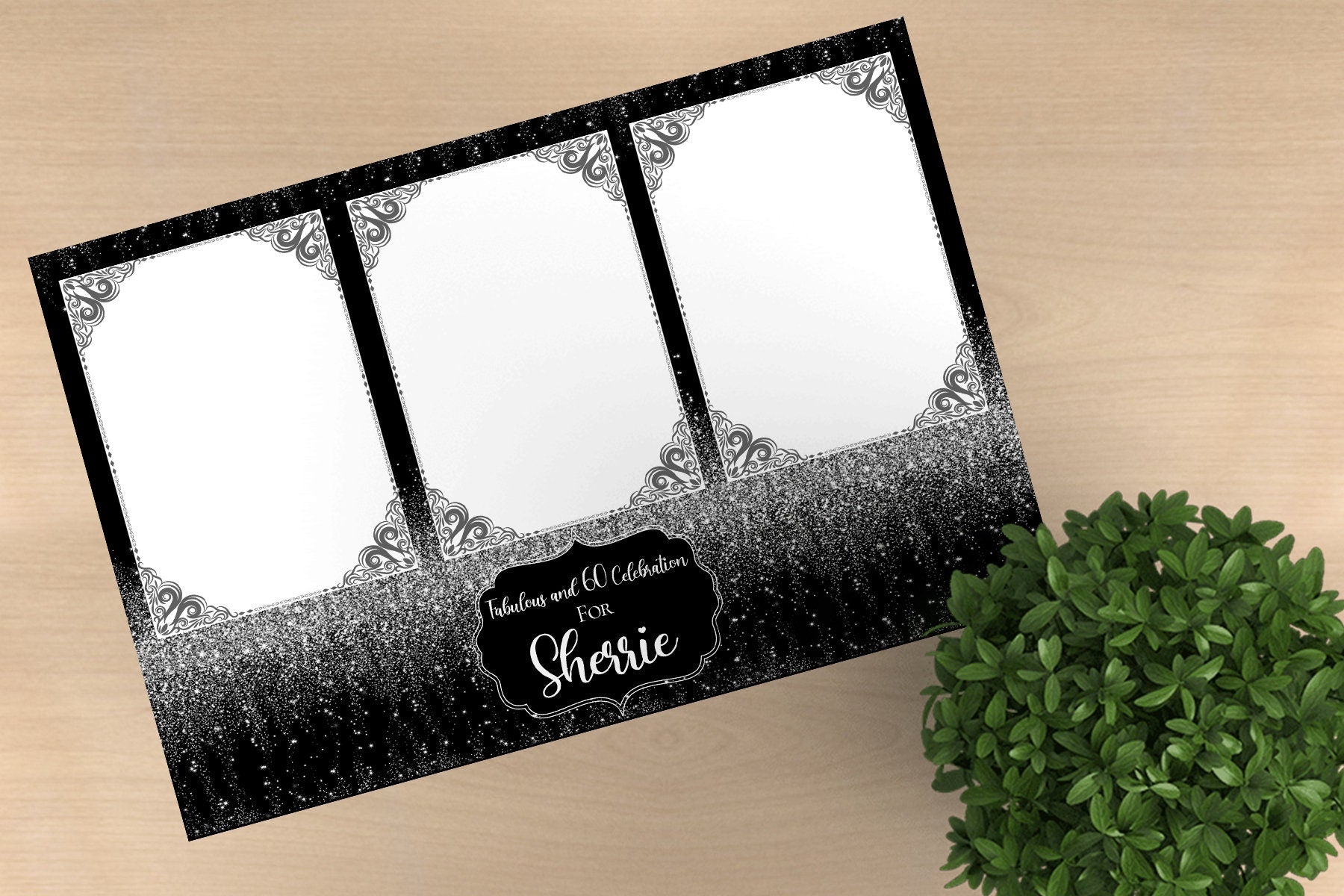 Photobooth Template Silver Glitter Photobooth Template for Birthday Silver Bridal Wedding Anniversary 4x6 Photo Booth Template