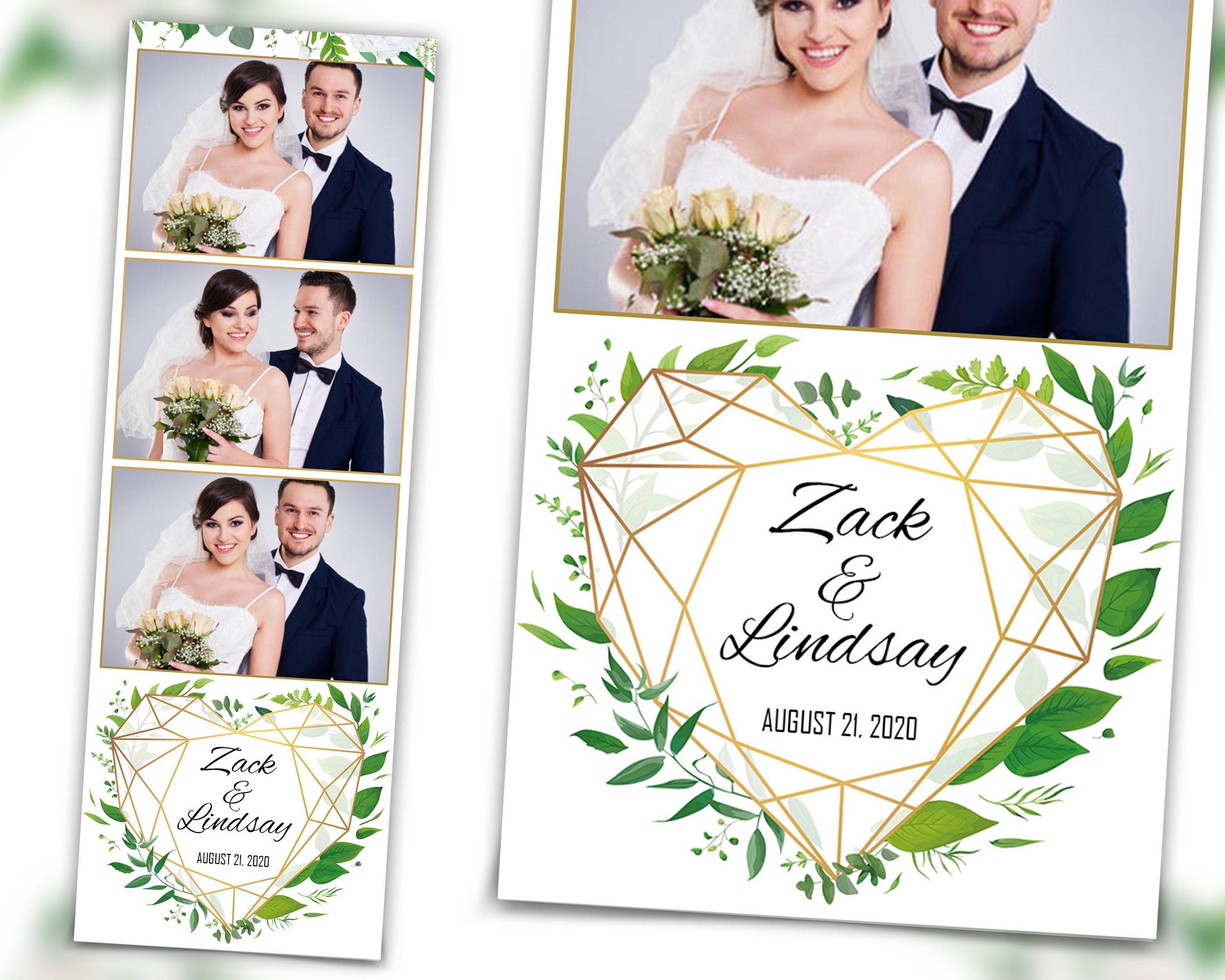 Greenery Photo Booth Template Wedding Photobooth Bridal Shower Template Anniversary 2x6 strip and 4x6 Photo booth Template Floral with Font