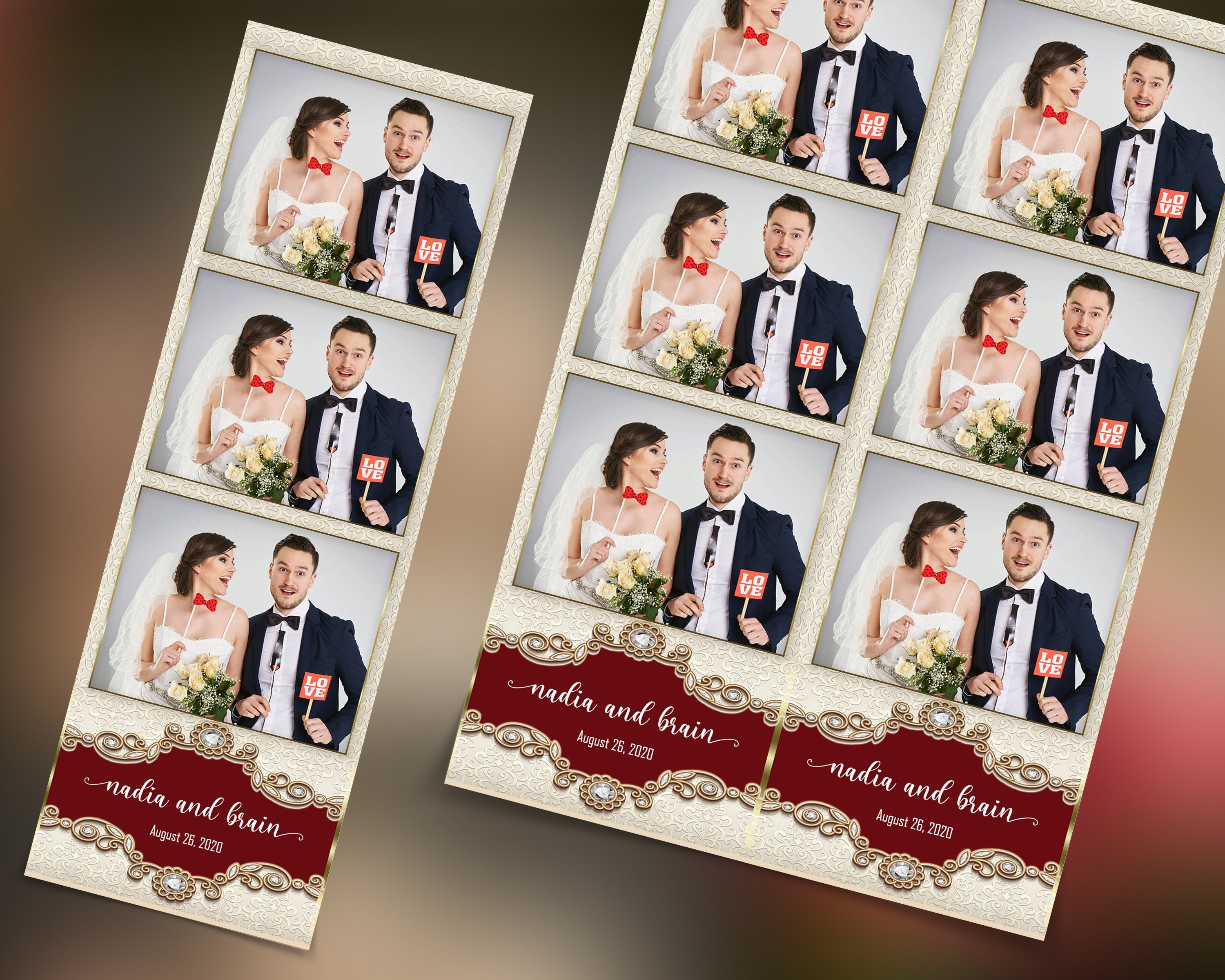 Luxury Photo Booth Template 2x6 and 4x6 Wedding Anniversary Bridal Shower Sweet 16 Photobooth 2x6 Template photo strip strips png xbdr psd
