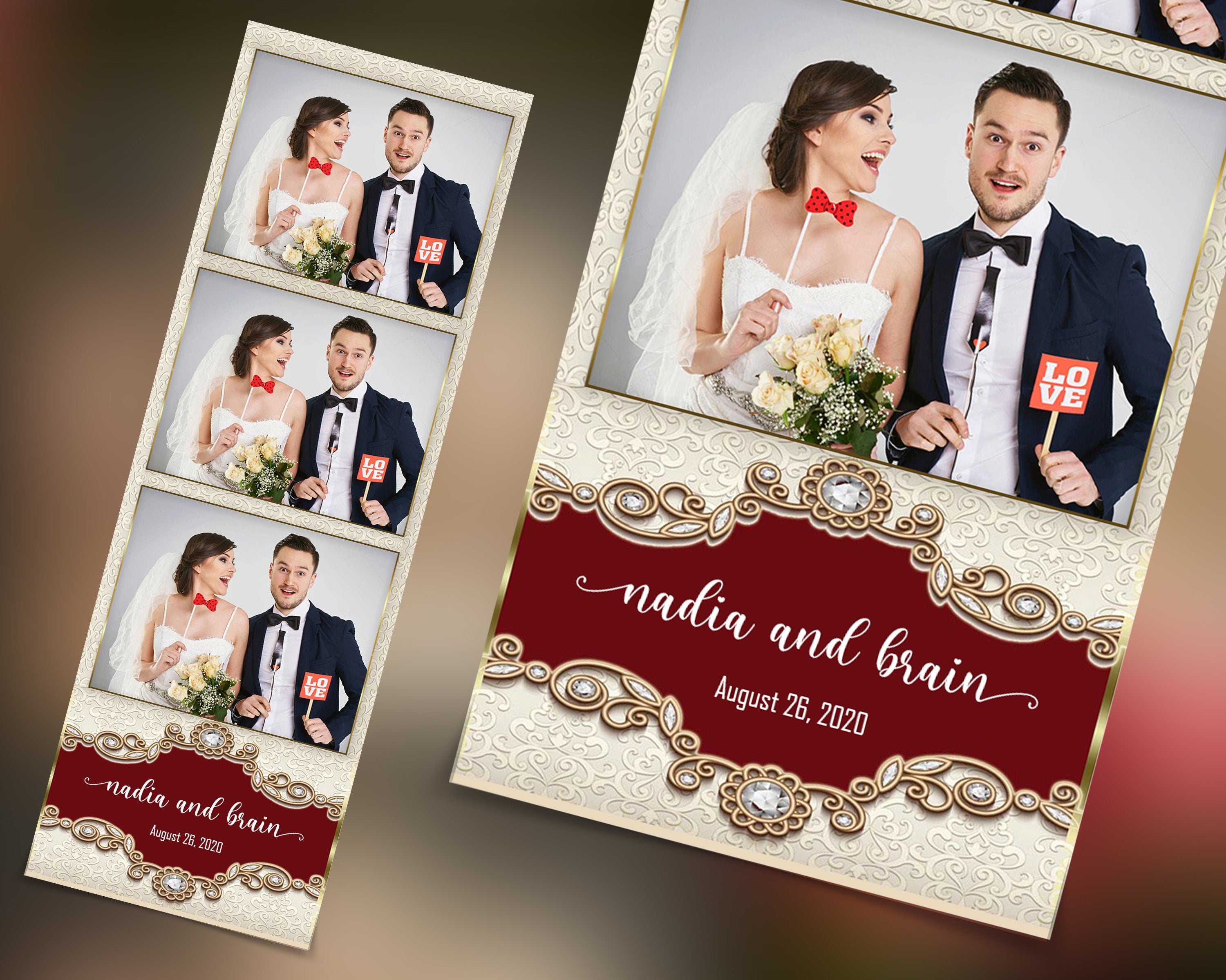 Luxury Photo Booth Template 2x6 and 4x6 Wedding Anniversary Bridal Shower Sweet 16 Photobooth 2x6 Template photo strip strips png xbdr psd