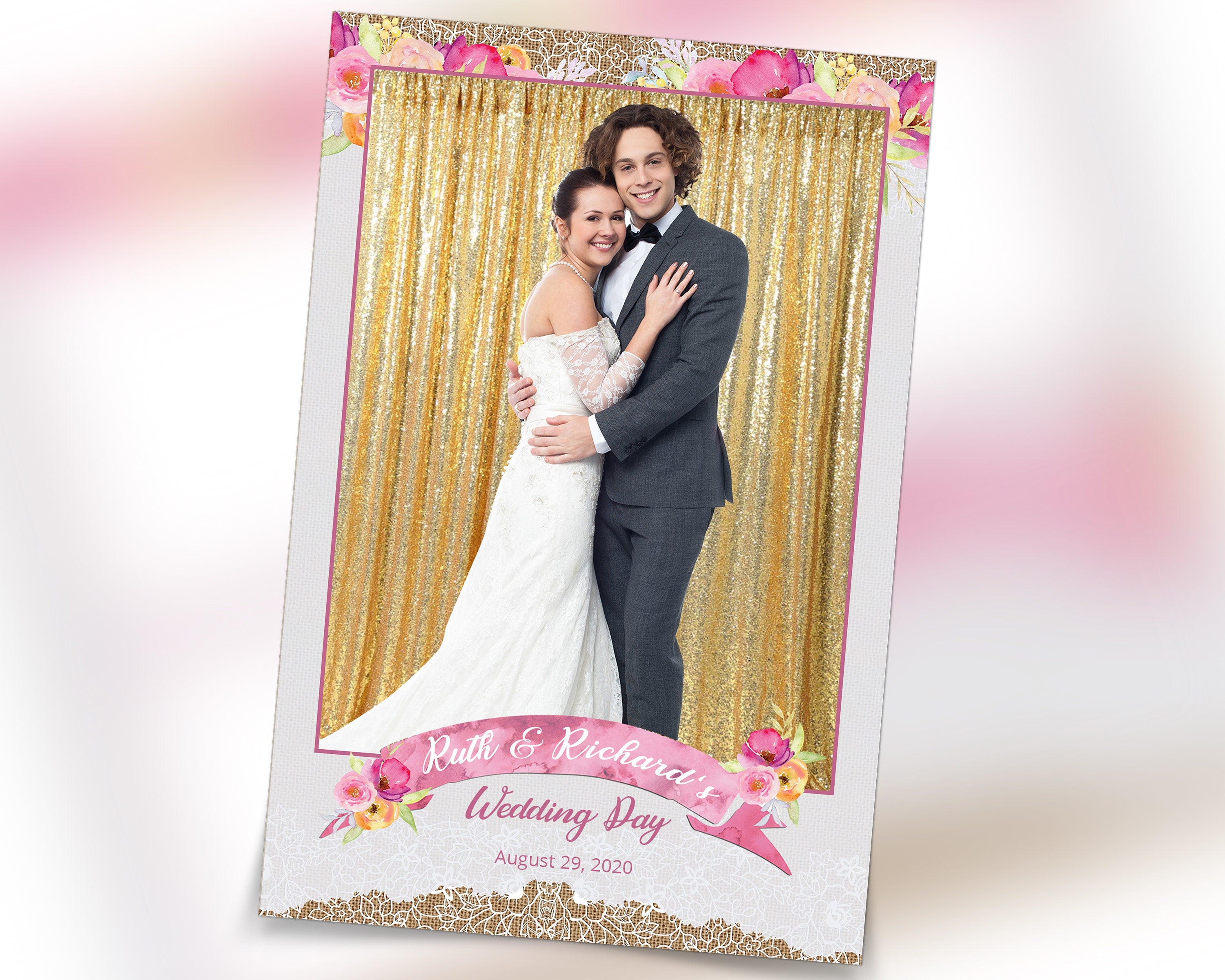 Photo Booth Template Wedding Photo Frame Bridal Shower Merry Christmas Day New Year Party 2021 4x6 Single png Photobooth Template