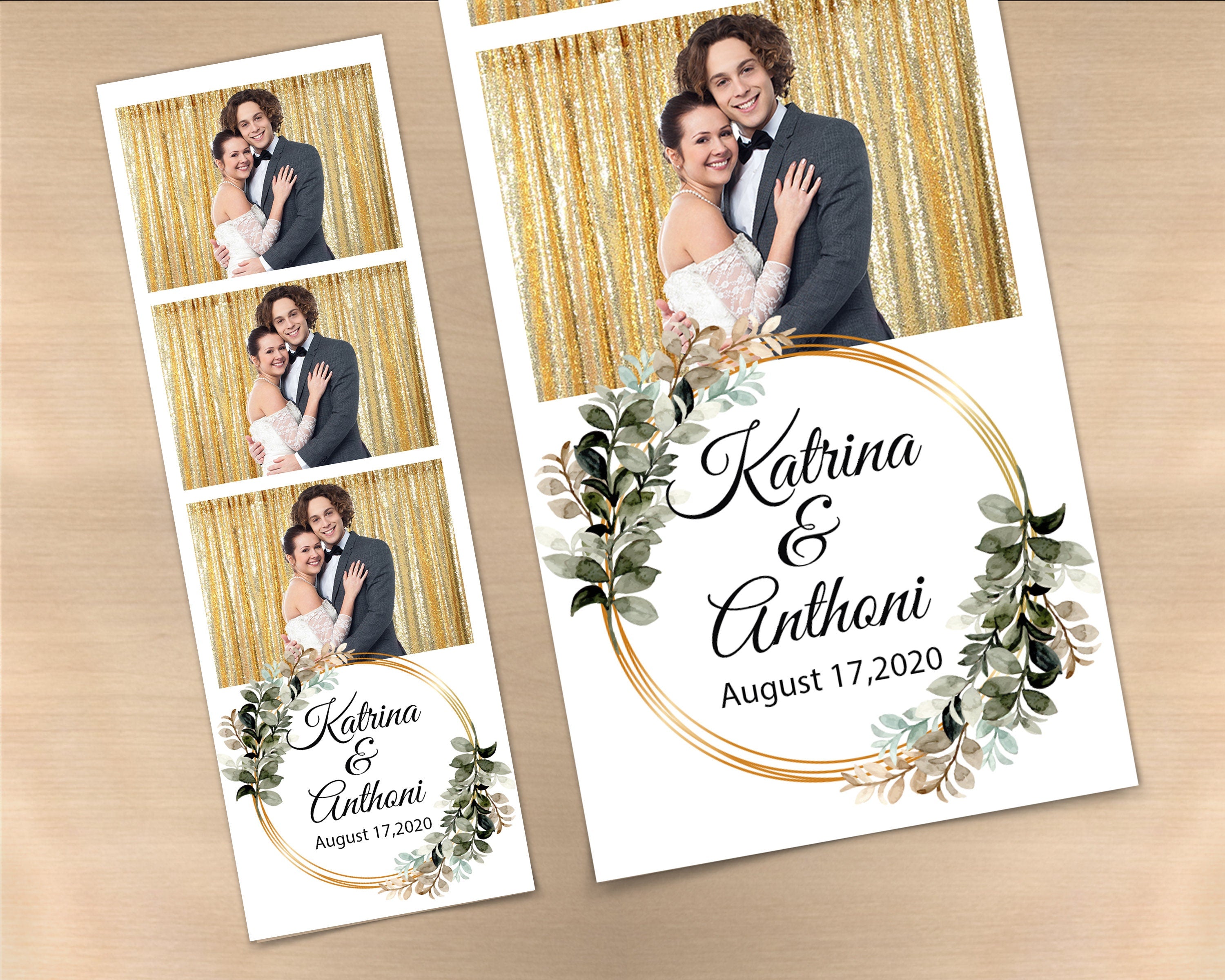 Wedding Bridal Shower Sweet 16 Floral greenery Anniversary Photo Booth Template 2x6 Photobooth Template with XBDR Booth File and Font