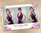 Photo Booth Template purple floral gold greenery Floral Bridal Wedding Quinceanera Sweet Sixteen Birthday photo Strips 4 x 6