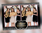 Birthday party black white glitter photobooth Template bridal wedding anniversary 5x7 photo booth template png psd xbdr NYC