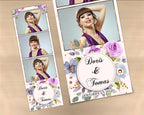 Photo Booth Template purple floral gold greenery Floral Bridal Wedding Quinceanera Sweet Sixteen Birthday photo Strips 2 x 6