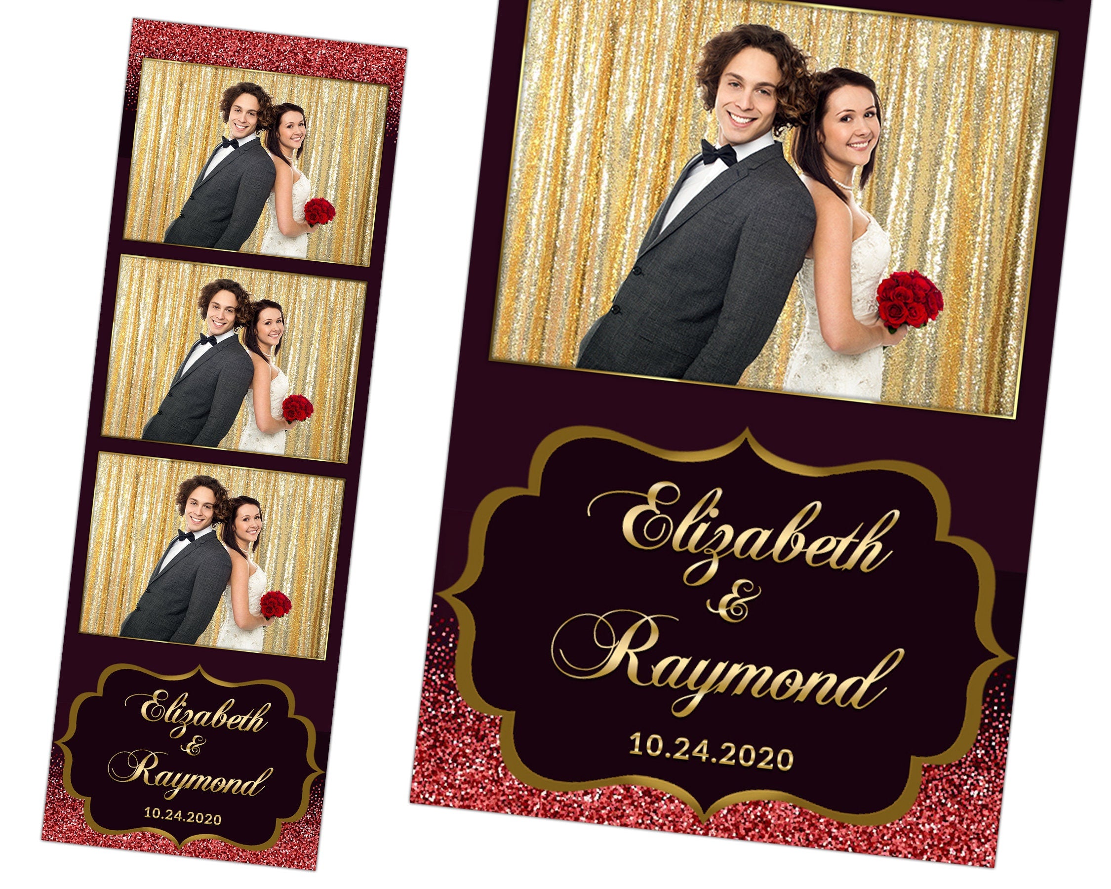 Wedding Photo booth Template Gold Glitter Photobooth Template for Birthday Gold Bridal Wedding Anniversary 2x6 Photo Booth Template