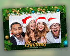 Christmas Holiday Party 2024 Photo Booth Template Green Gold xmas corporate holiday Party Photobooth 4x6 landscape 1 Single Photo layout CM5