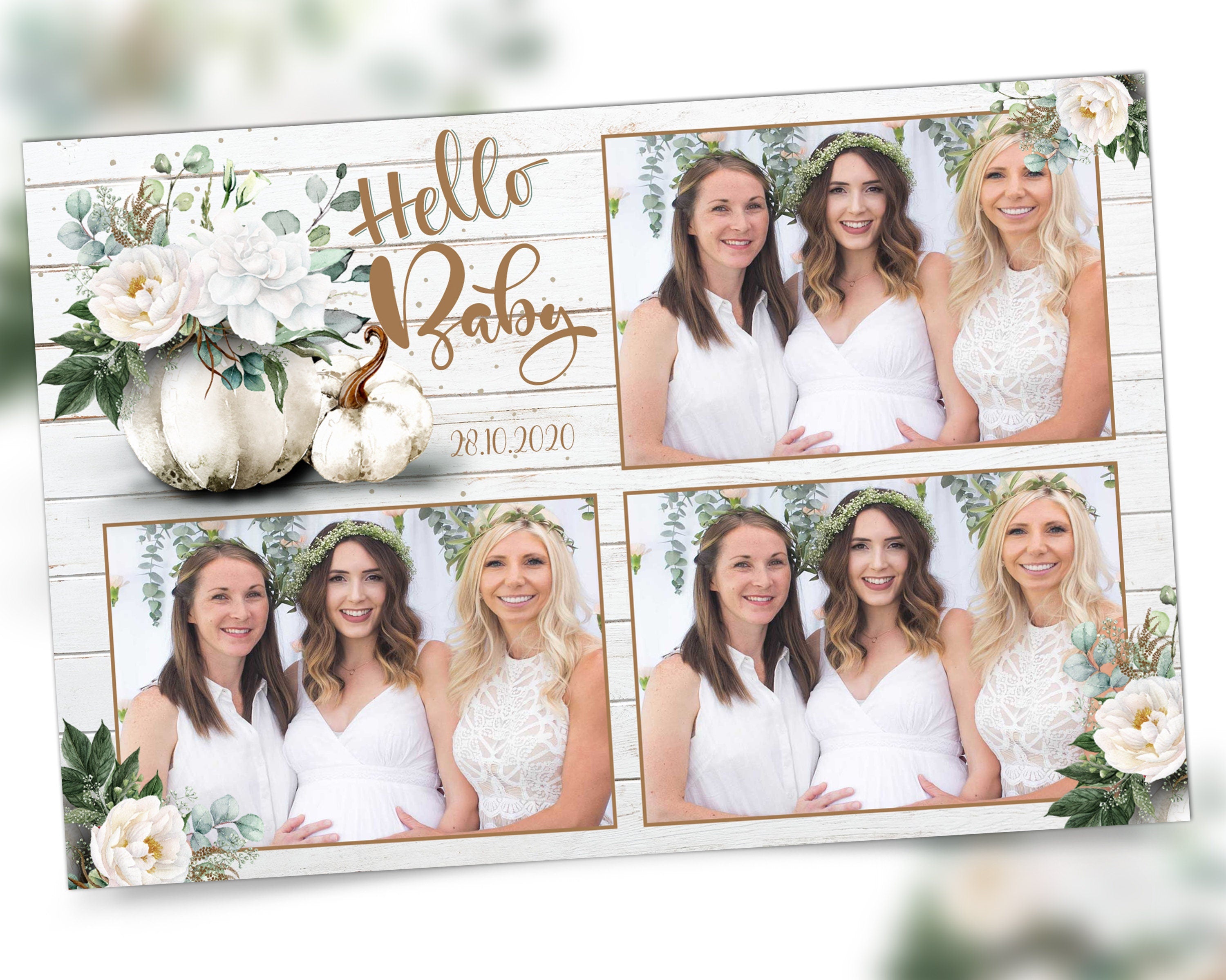 Baby shower Photo Booth Template hello baby welcoming baby baby boy baby girl birthday pumpkin floral 4x6 Photobooth Template