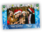 Winter Wonderland & Merry Christmas Holiday Photobooth Template, New Year 2022, 4x6 Single shot white pine tree, snow flakes,