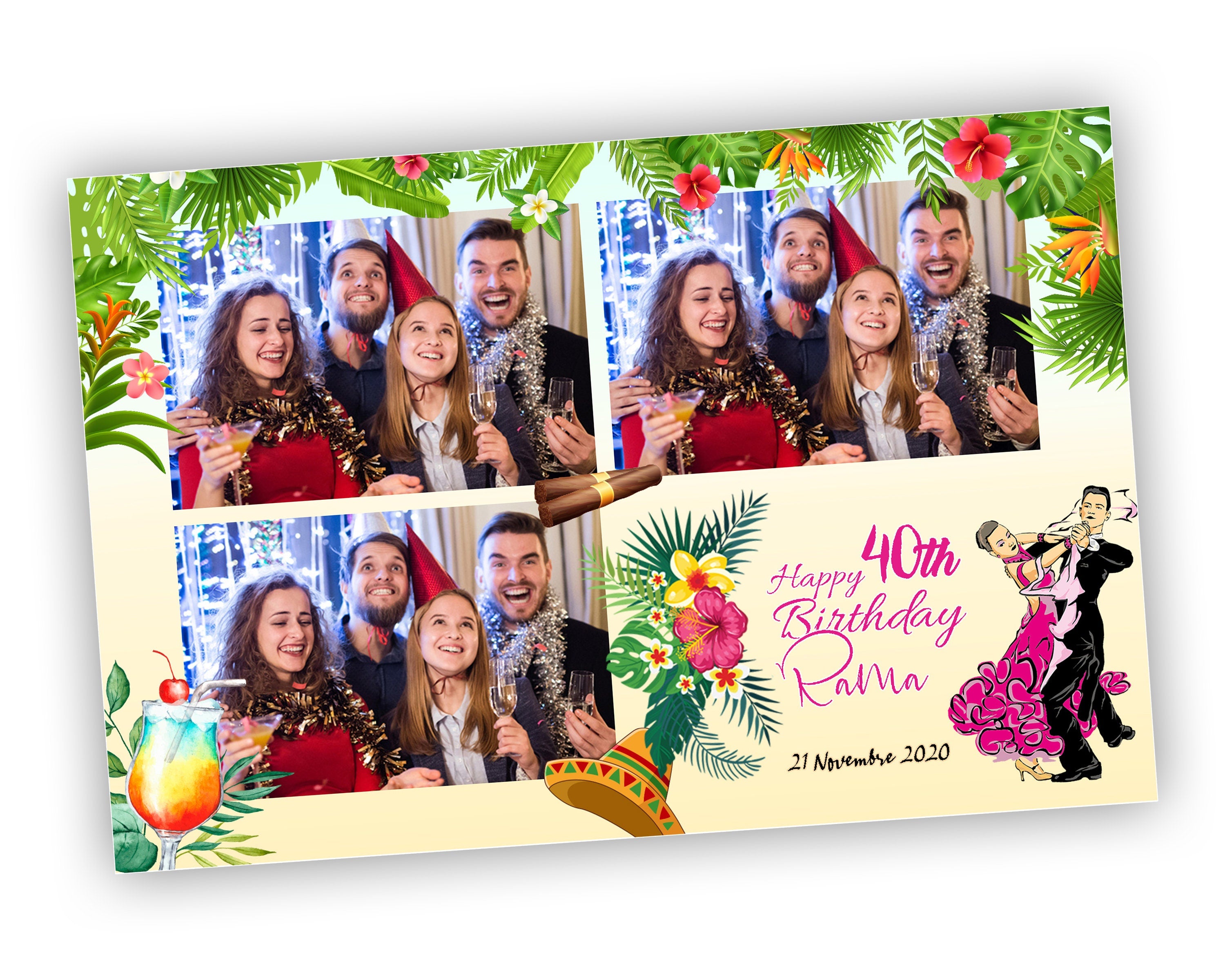 Havana Night Birthday Photo Booth Template 4x6 Photo Overlay Cuban Party Photobooth Template