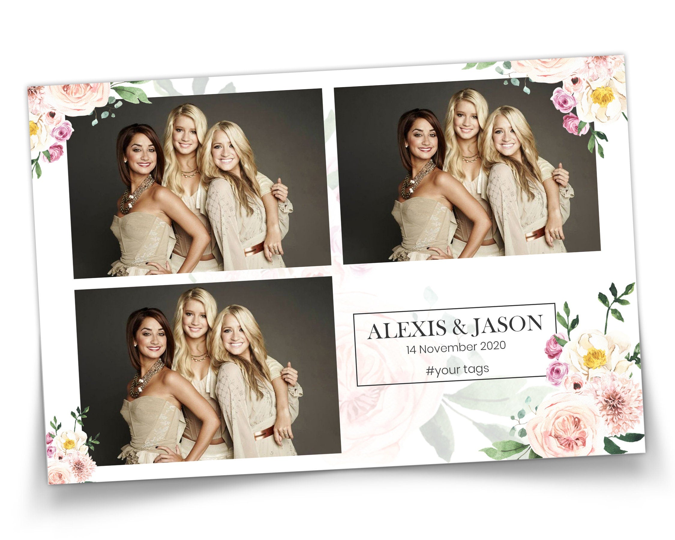 Photo Booth Template Wedding Bridal Shower Sweet 16 Floral Anniversary Photobooth Template 1239
