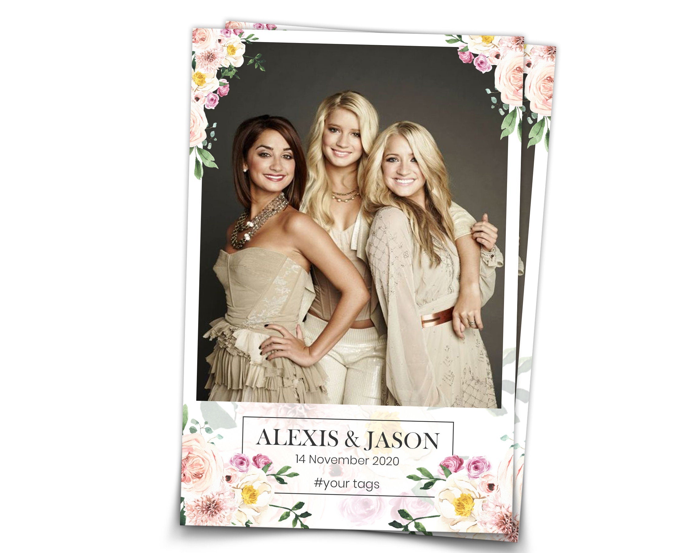 Photo Booth Template Wedding Bridal Shower Sweet 16 Floral Anniversary Photobooth Mirror Touchpix Darkroom Salsa 360 Overlay