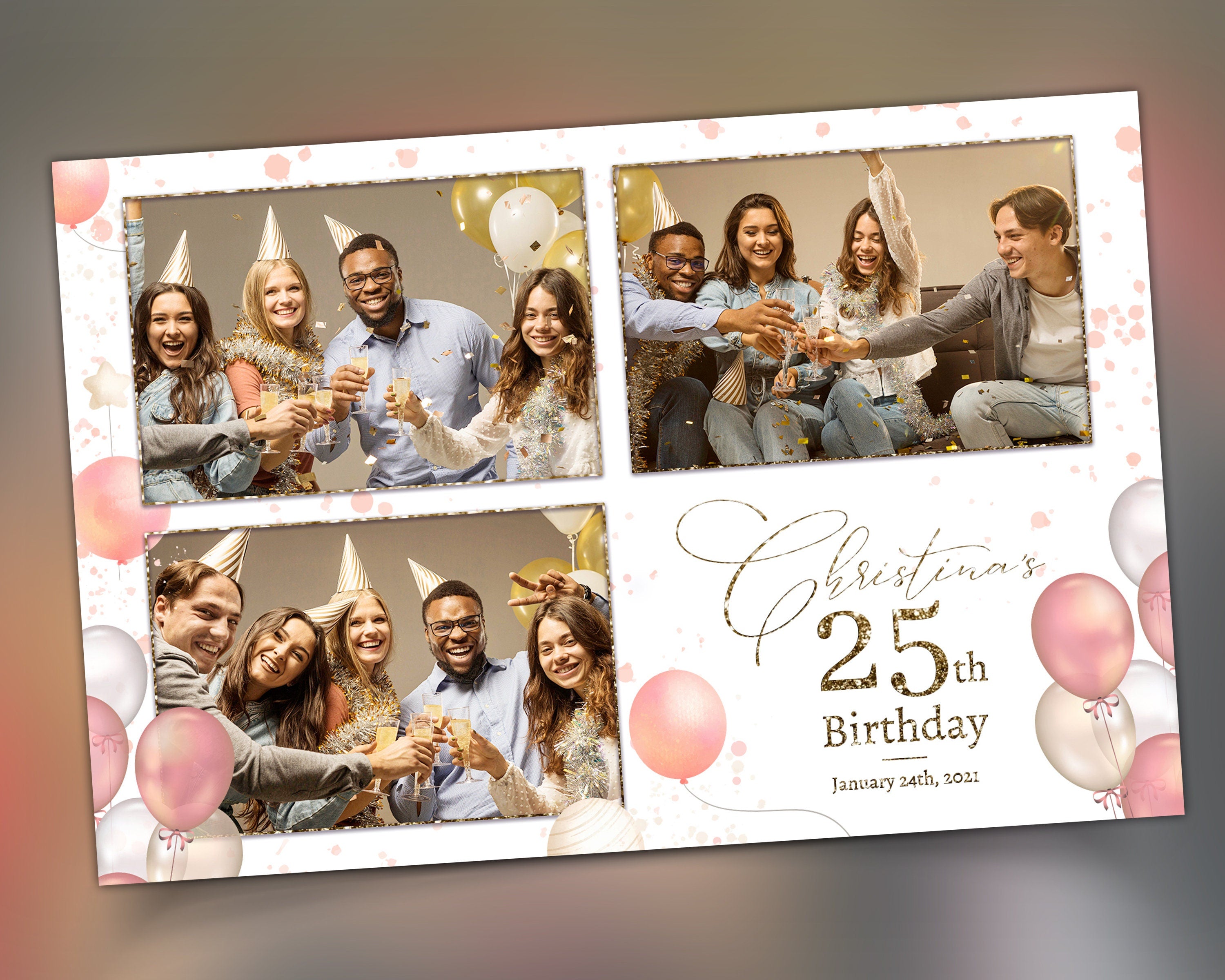 Quince Photo Booth Birthday Photobooth Template Quinceañera rose gold Balloon sweet 16 Photo Booth Mis Quince XV Quinceanera 444