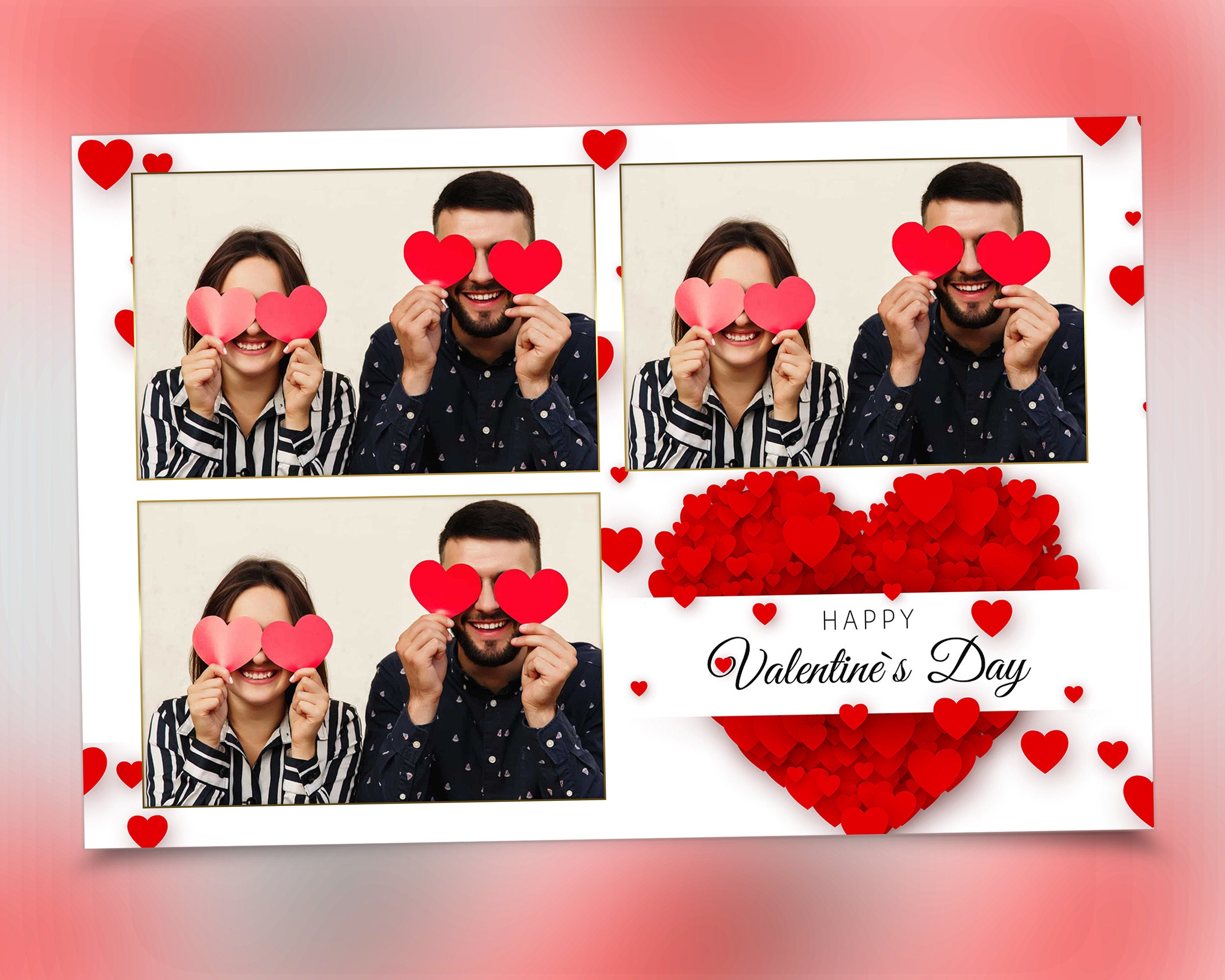 Valentine Day Photobooth Template Love Pink 4x6 Valentines Day photo booth template