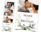 Wedding Bridal Shower green Photobooth Template Floral leaves Anniversary Photo Booth Template 2x6 photo strip botanic watercolor