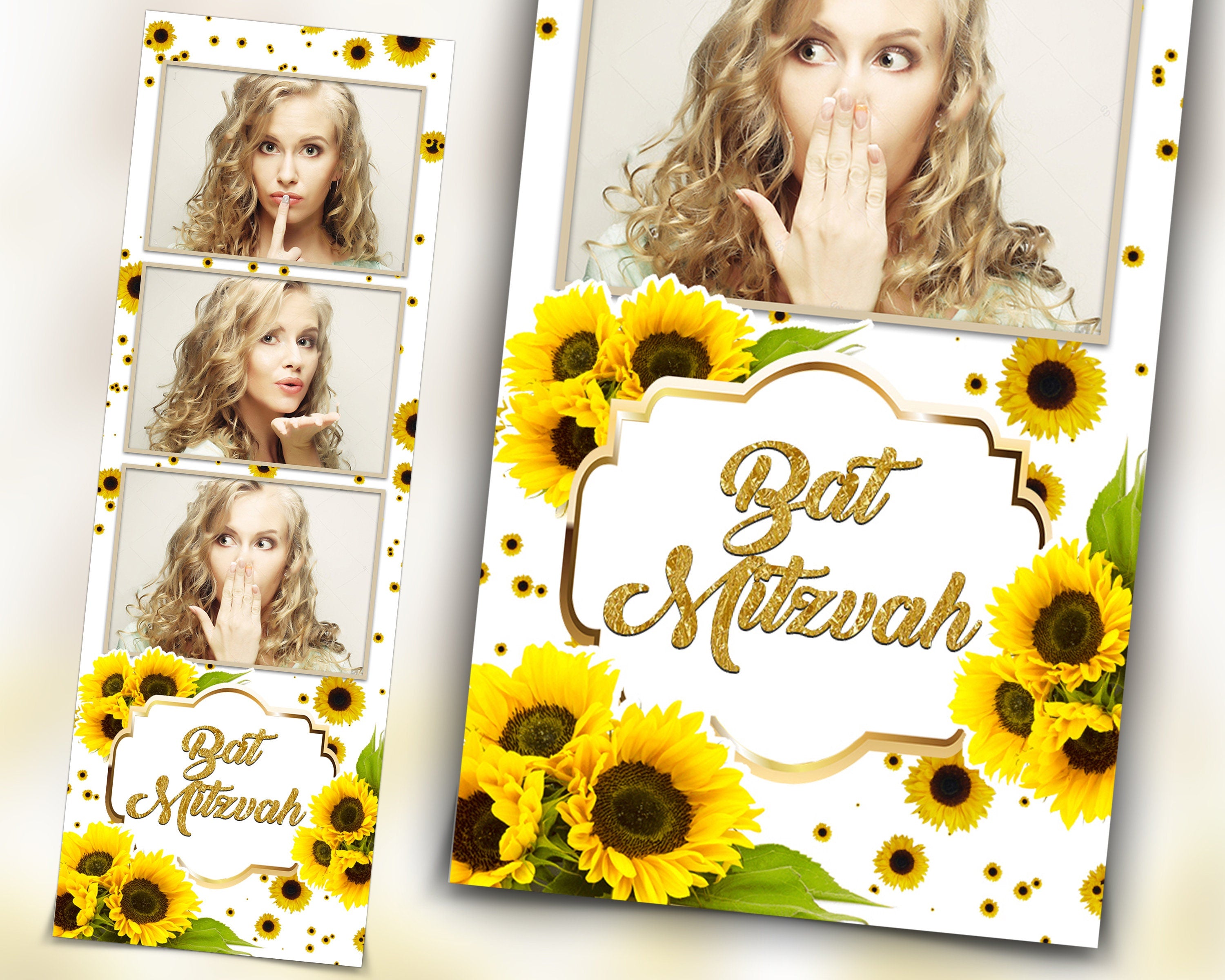Sweet 16 Quinceanera Photobooth Template Sunflower Photobooth Template photo booth Strip 2x6