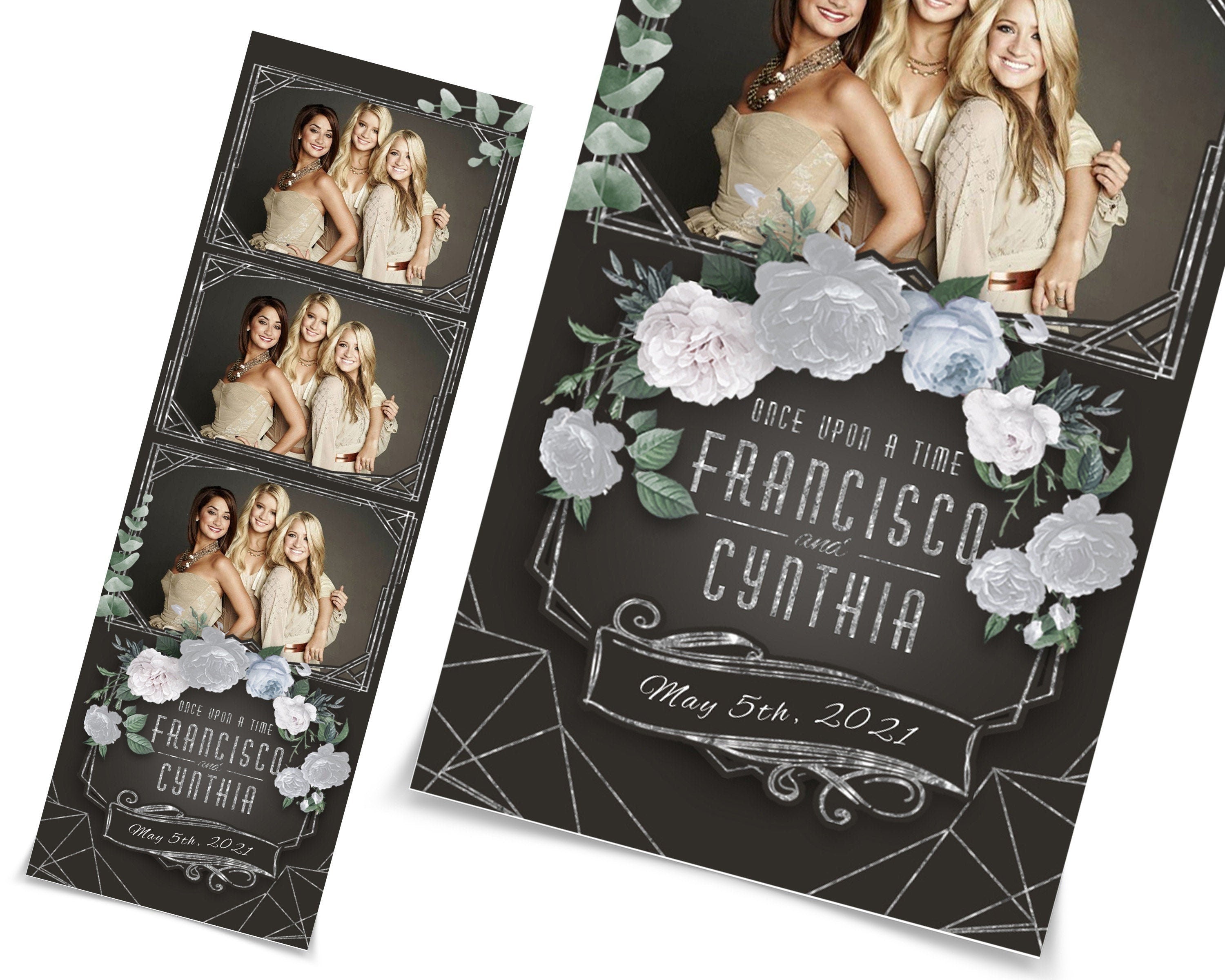 Wedding Photo Booth Template, Floral Photobooth Template, 2x6 Wedding Photo booth Template, Sweet Sixteen, Sweet 16, Bridal Shower