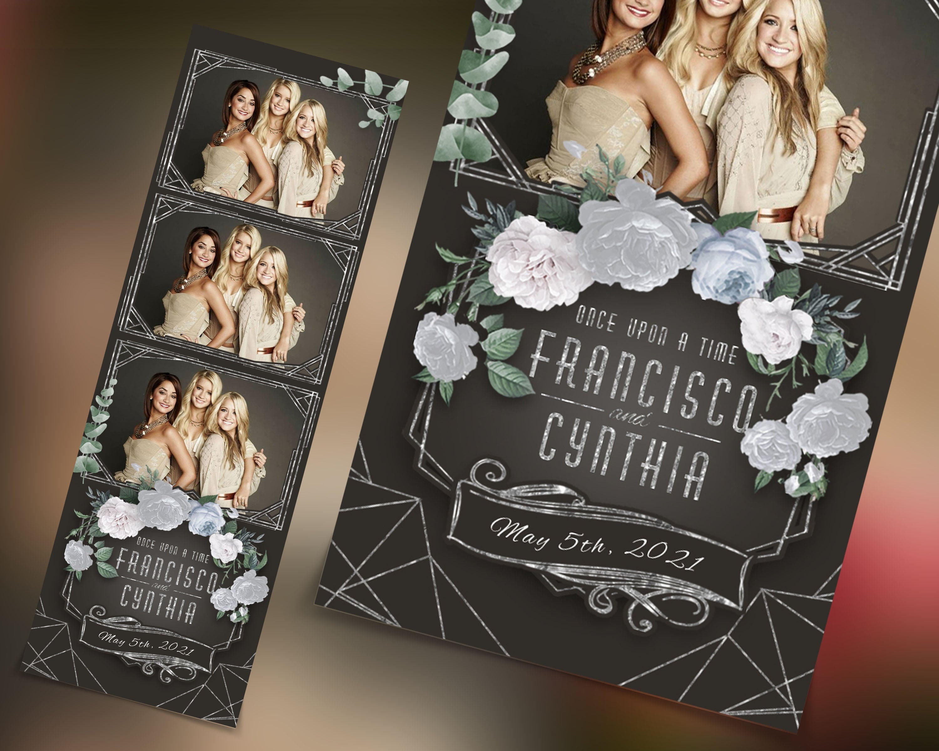 Wedding Photo Booth Template, Floral Photobooth Template, 2x6 Wedding Photo booth Template, Sweet Sixteen, Sweet 16, Bridal Shower