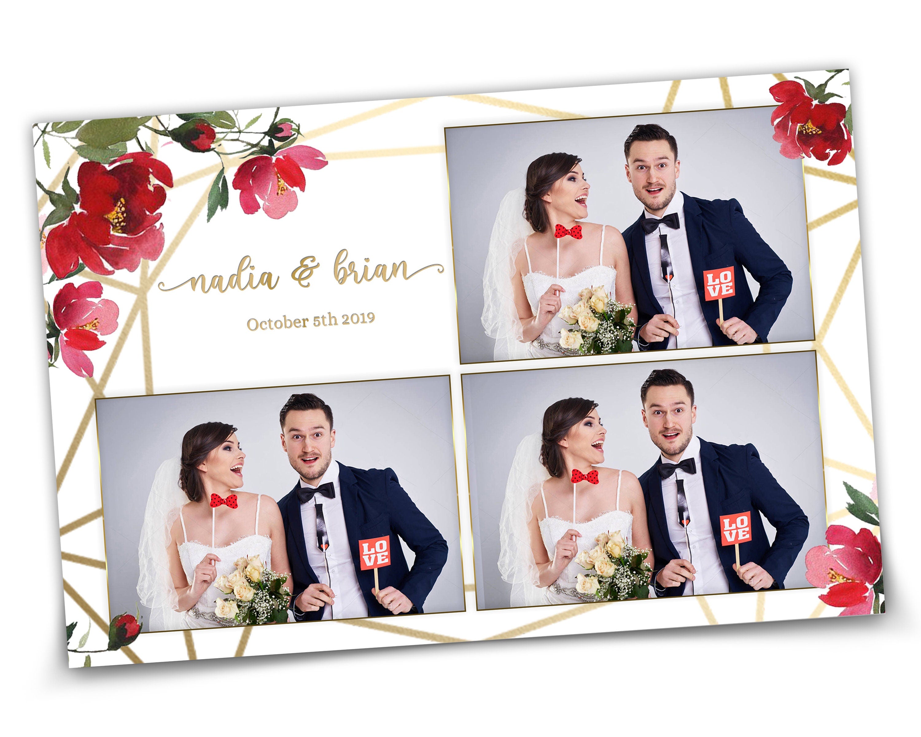 Wedding Photobooth Template, Floral Photobooth Template, 4x6 Wedding Photo booth Template, Sweet Sixteen, Sweet 16, Bridal Shower, With XBDR